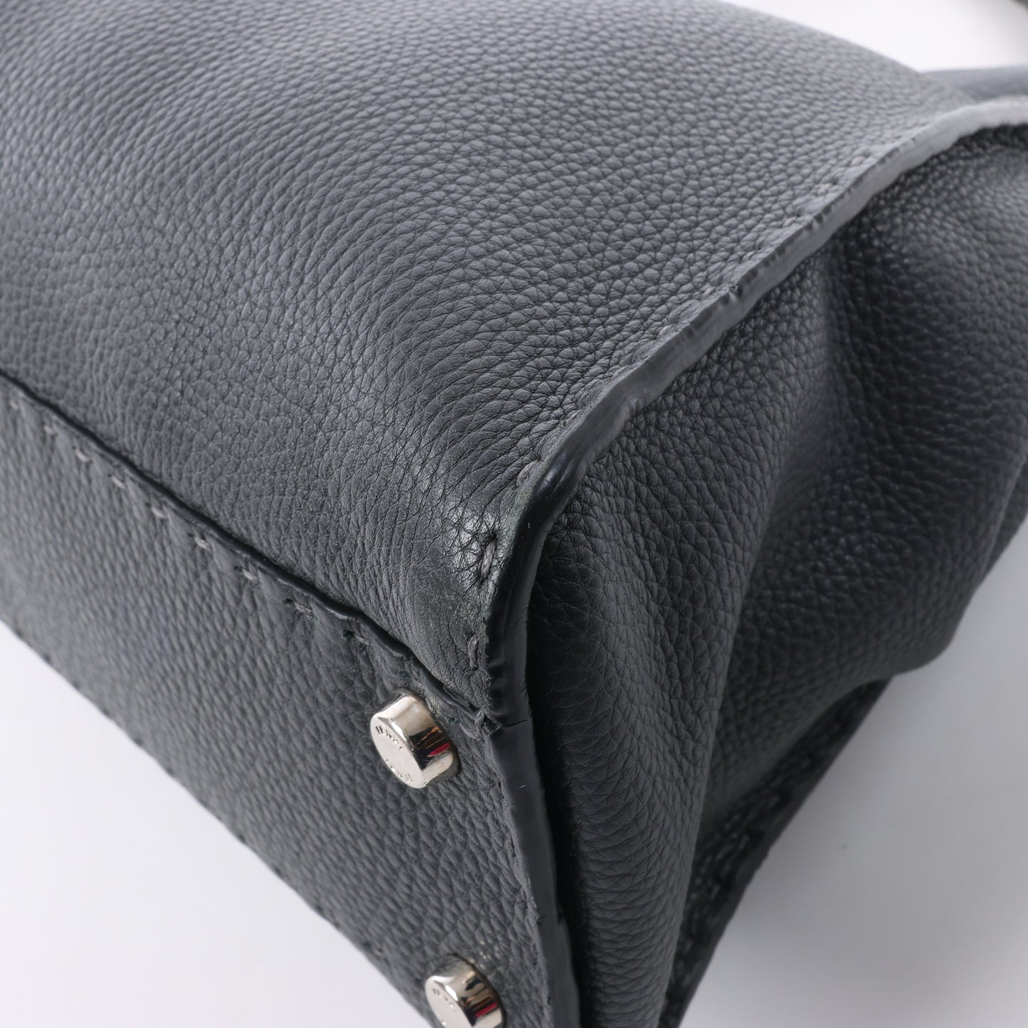 Fendi Peekaboo Regular Selleria Leder 2Way Handtasche in Grau 8BN226