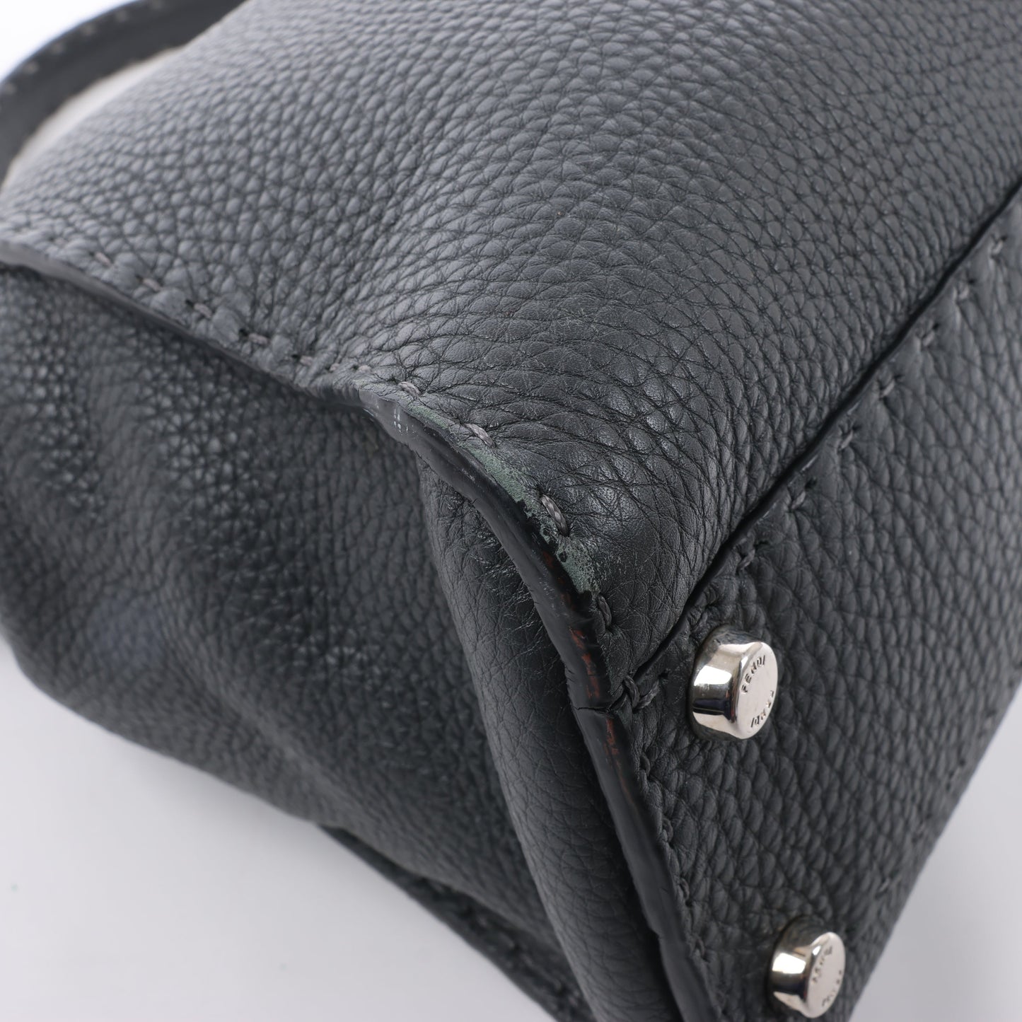 Fendi Peekaboo Regular Selleria Leder 2Way Handtasche in Grau 8BN226