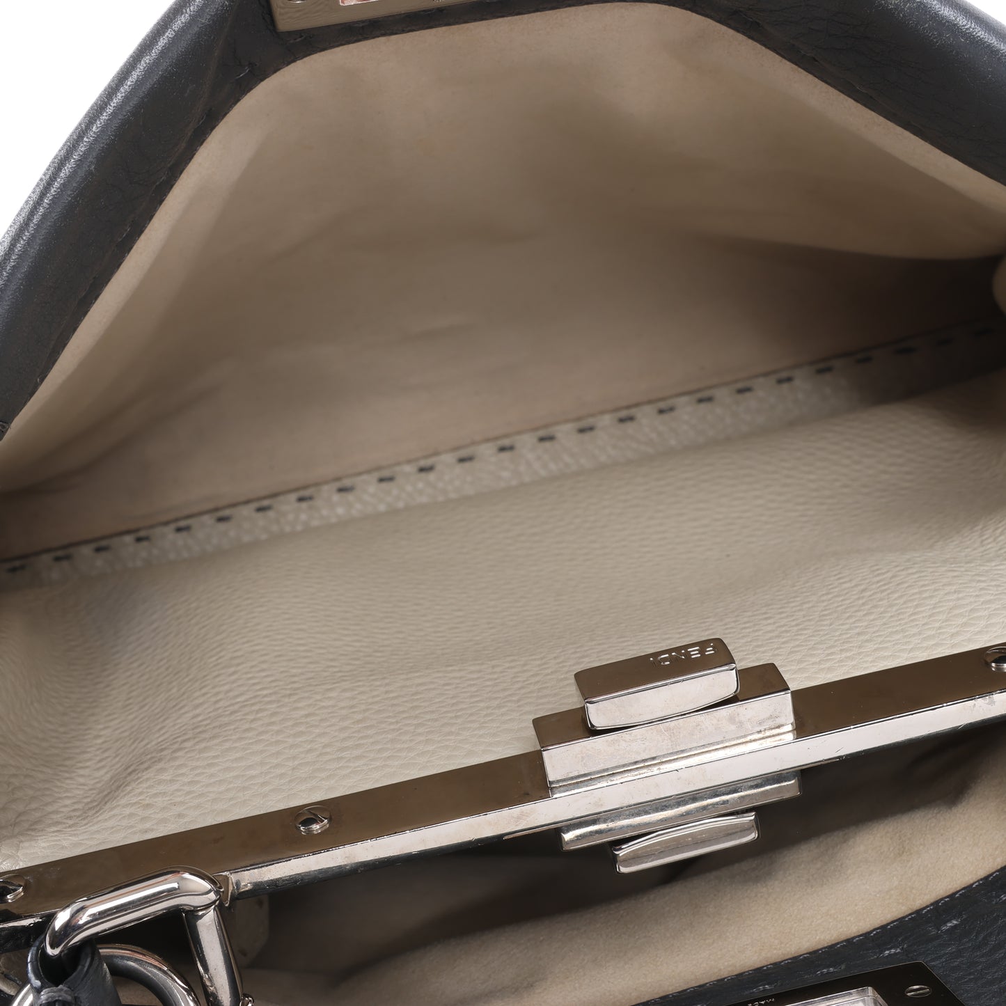 Fendi Peekaboo Regular Selleria Leder 2Way Handtasche in Grau 8BN226