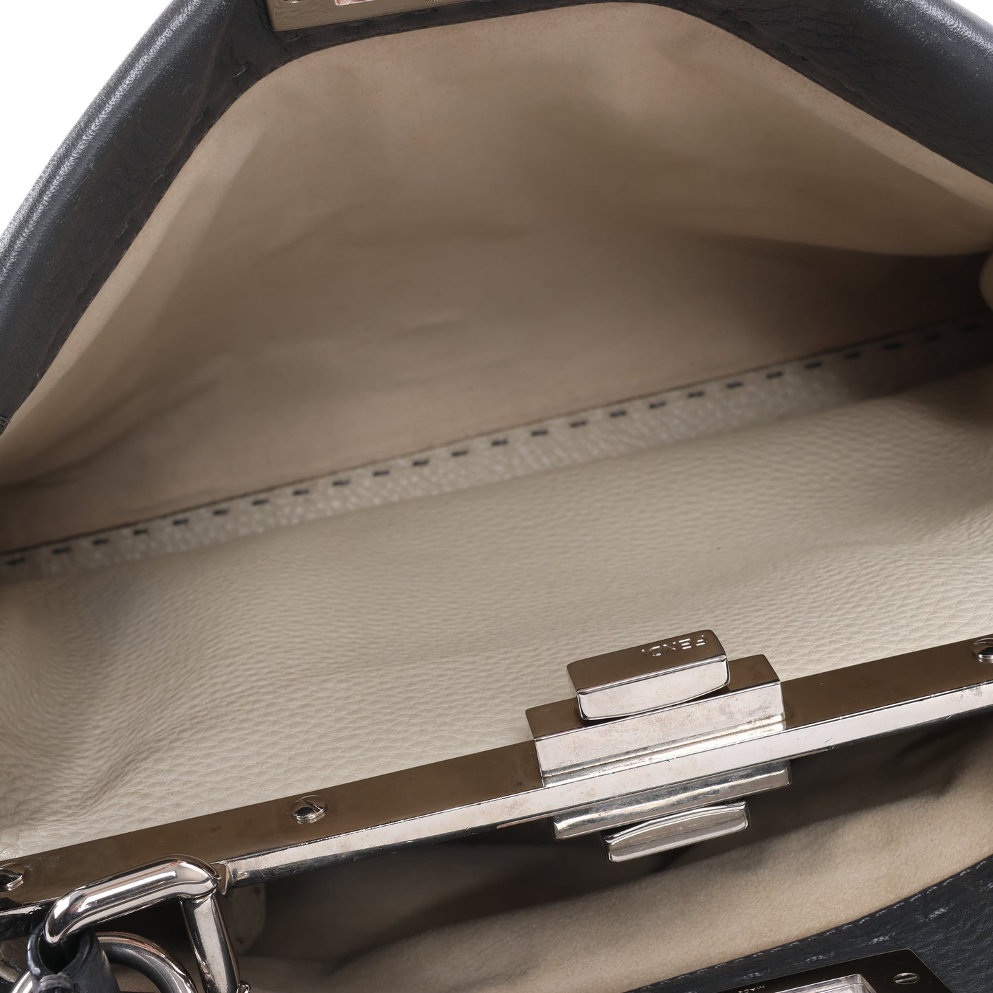 Fendi Peekaboo Regular Selleria Leder 2Way Handtasche in Grau 8BN226