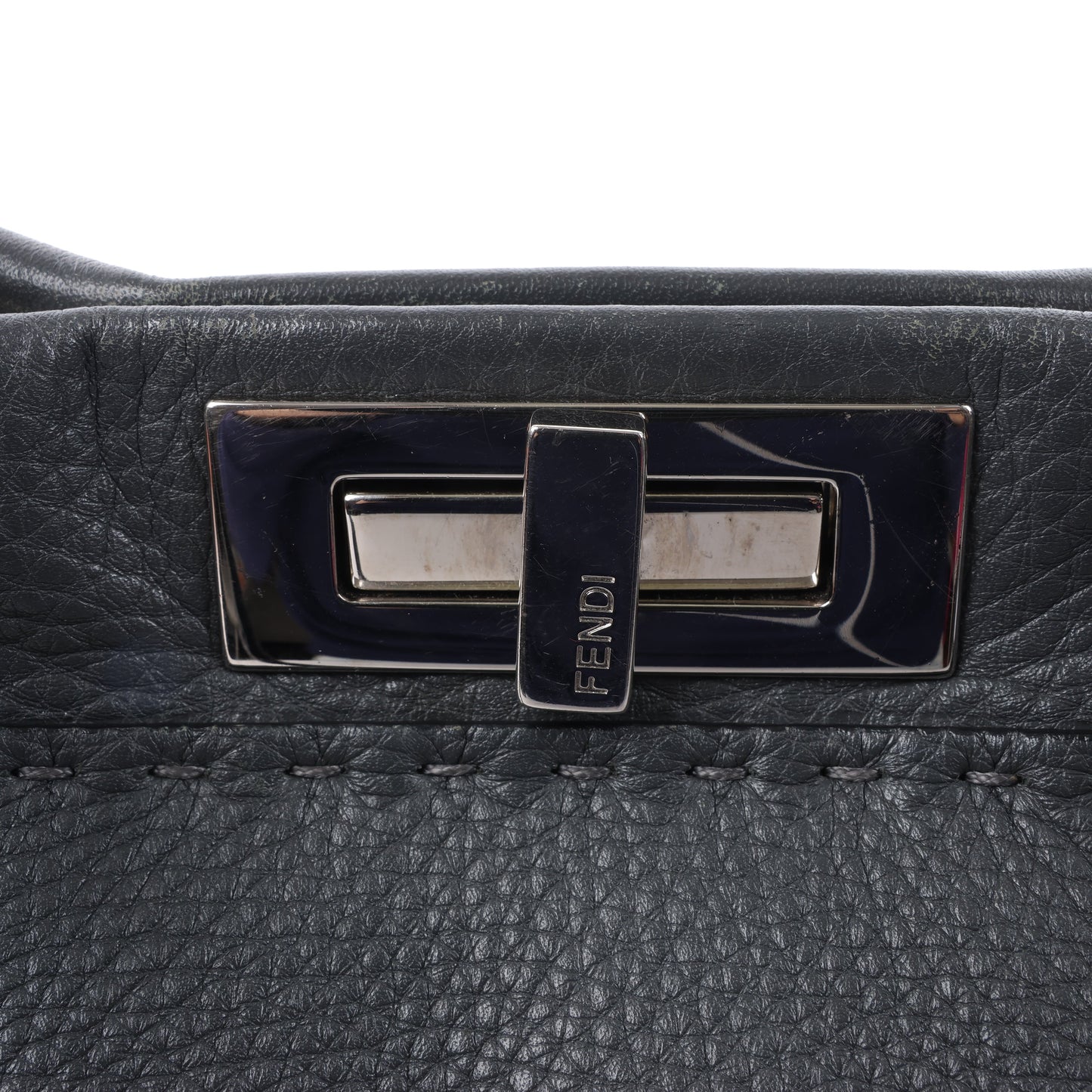 Fendi Peekaboo Regular Selleria Leder 2Way Handtasche in Grau 8BN226