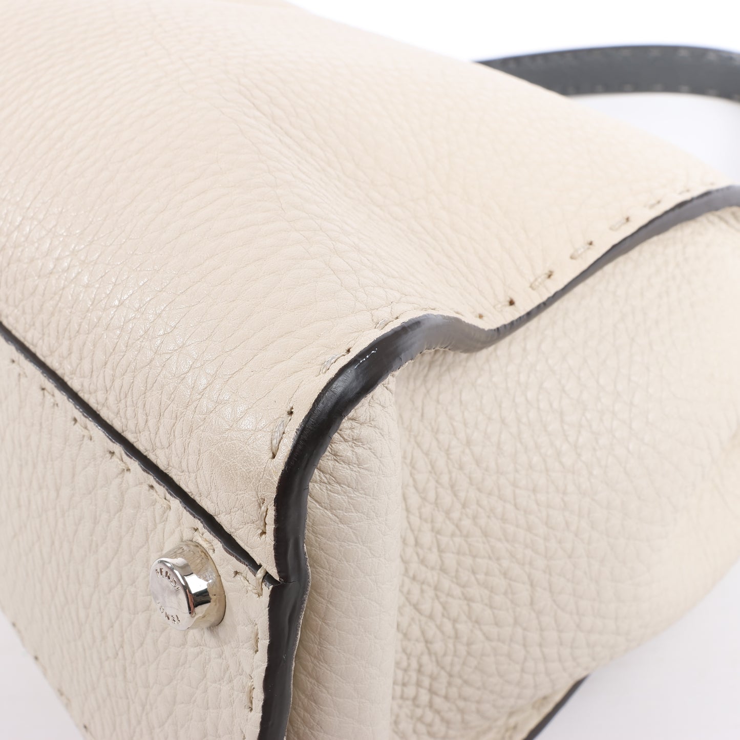 Fendi Peekaboo Regular Selleria Leder 2Way Handtasche in Beige 8BN290