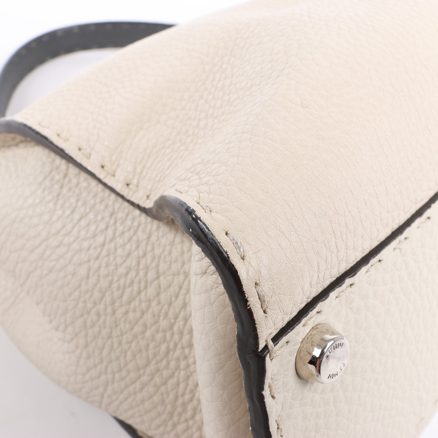 Fendi Peekaboo Regular Selleria Leder 2Way Handtasche in Beige 8BN290