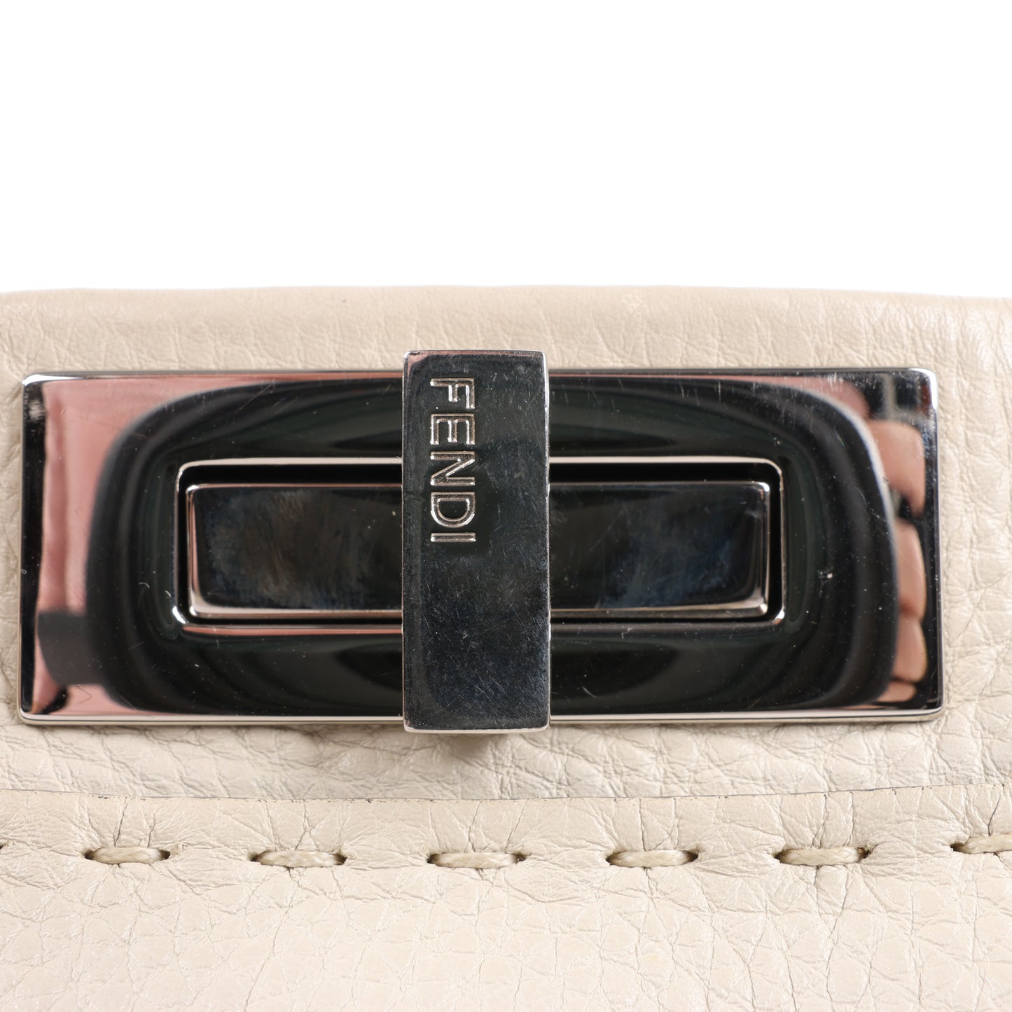 Fendi Peekaboo Regular Selleria Leder 2Way Handtasche in Beige 8BN290