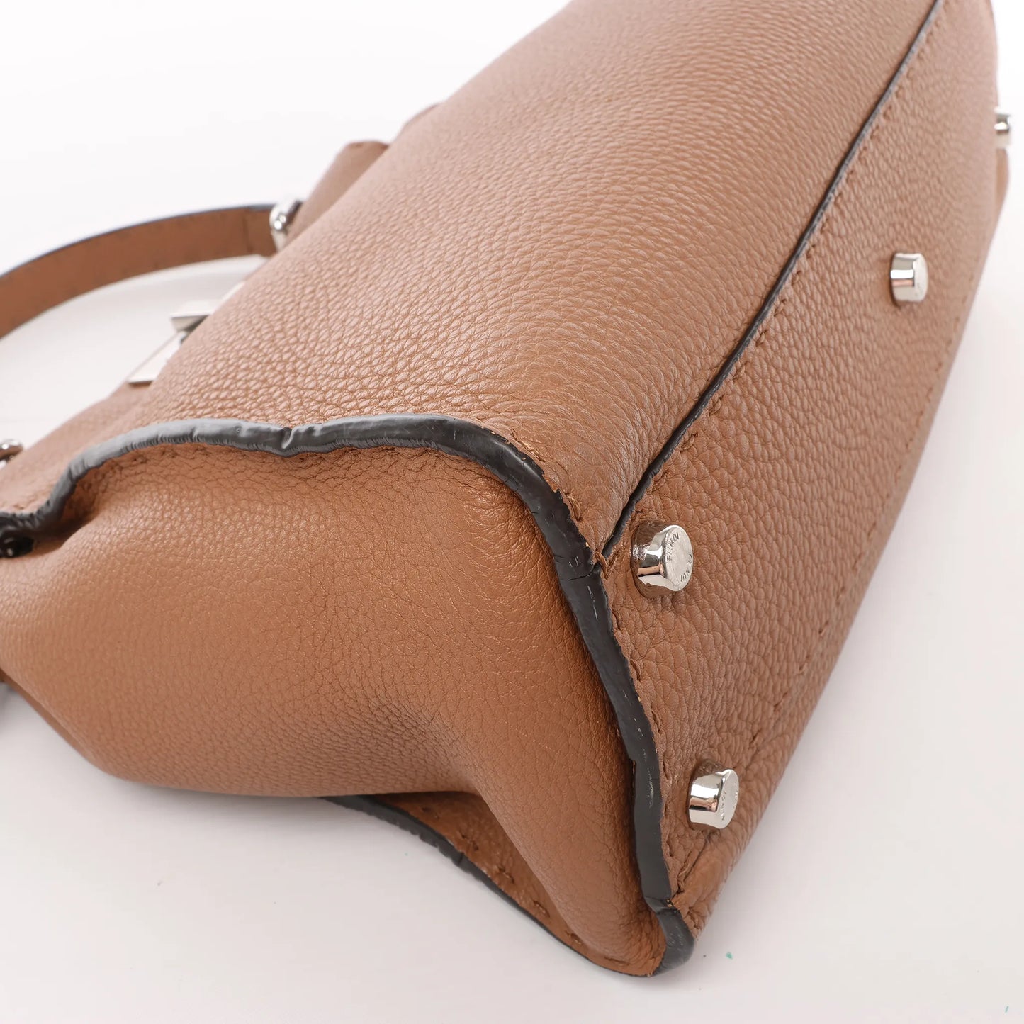Fendi Peekaboo Regular Selleria Leather 2Way Handbag in Brown 8BN290