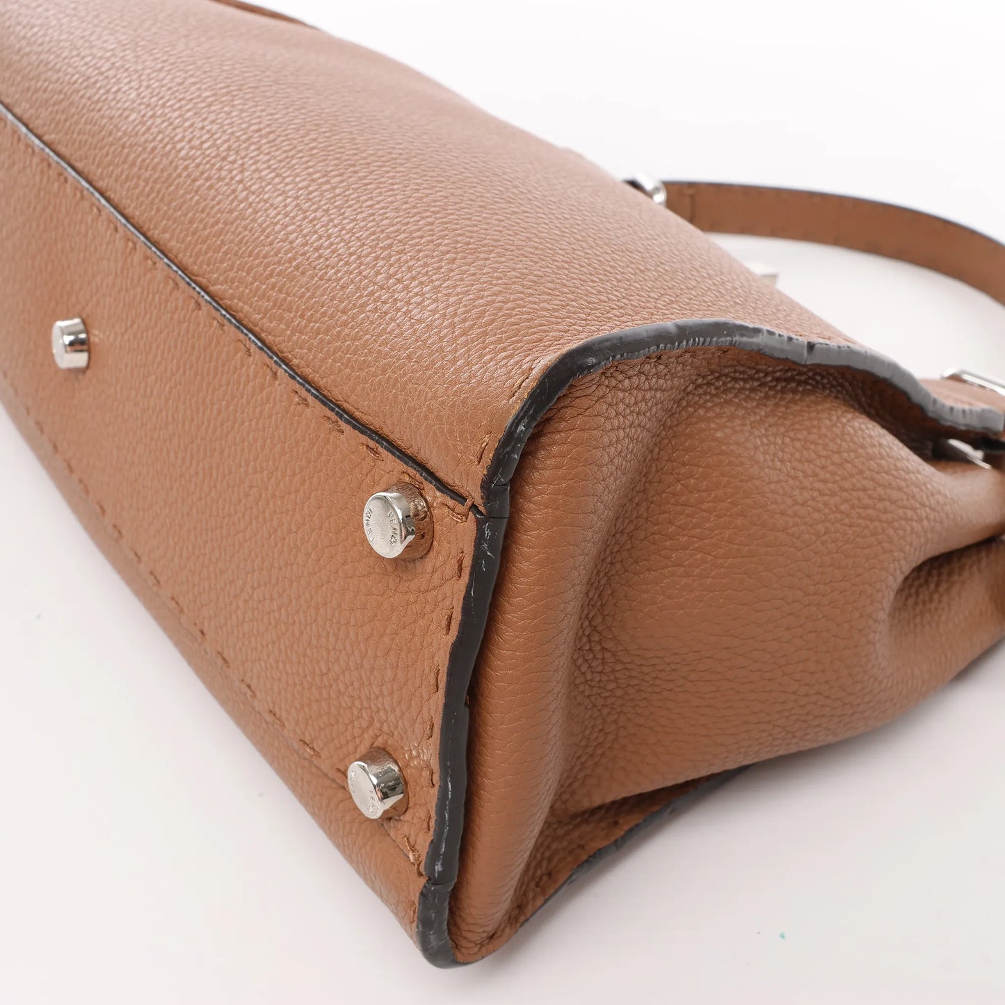 Fendi Peekaboo Regular Selleria Leather 2Way Handbag in Brown 8BN290