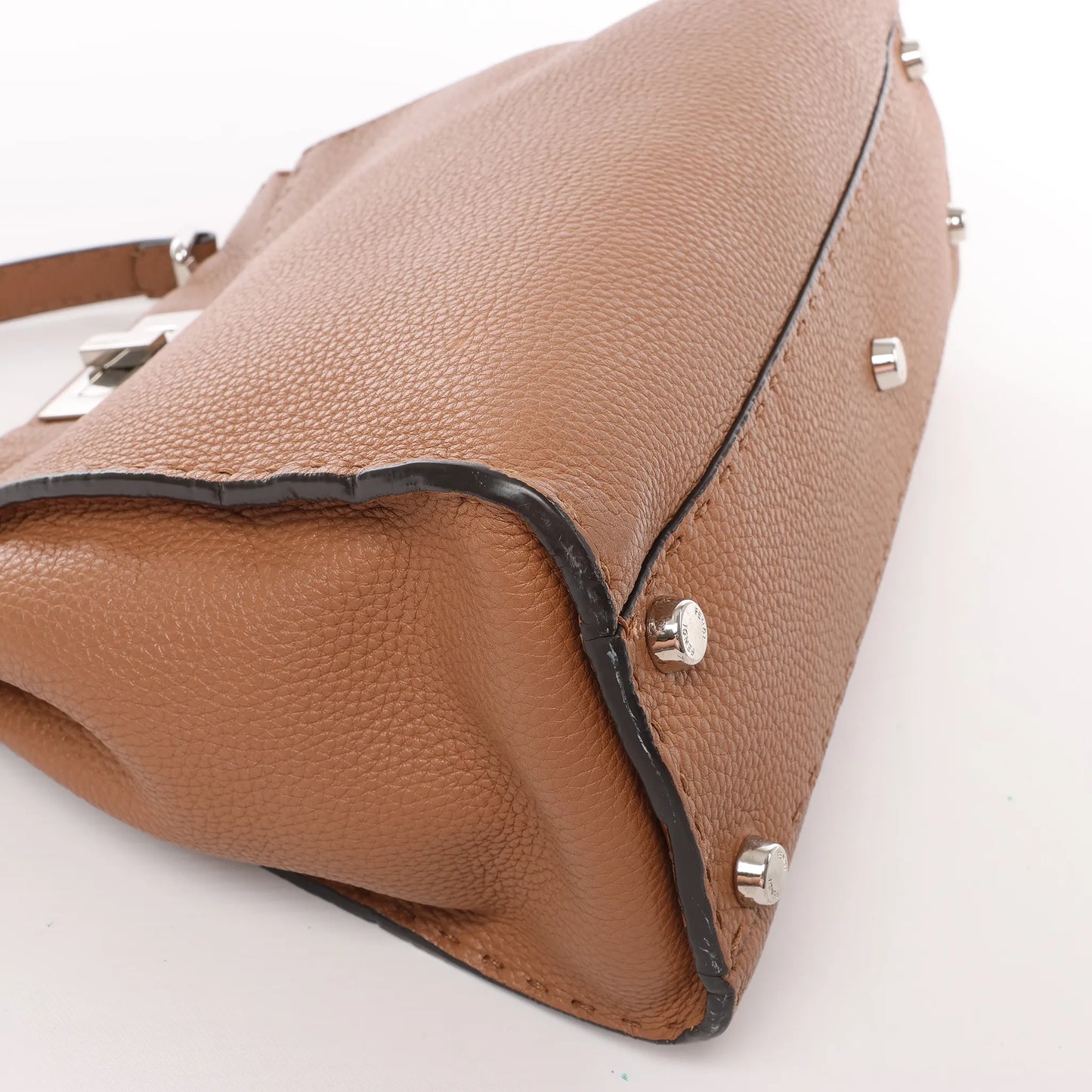 Fendi Peekaboo Regular Selleria Leather 2Way Handbag in Brown 8BN290