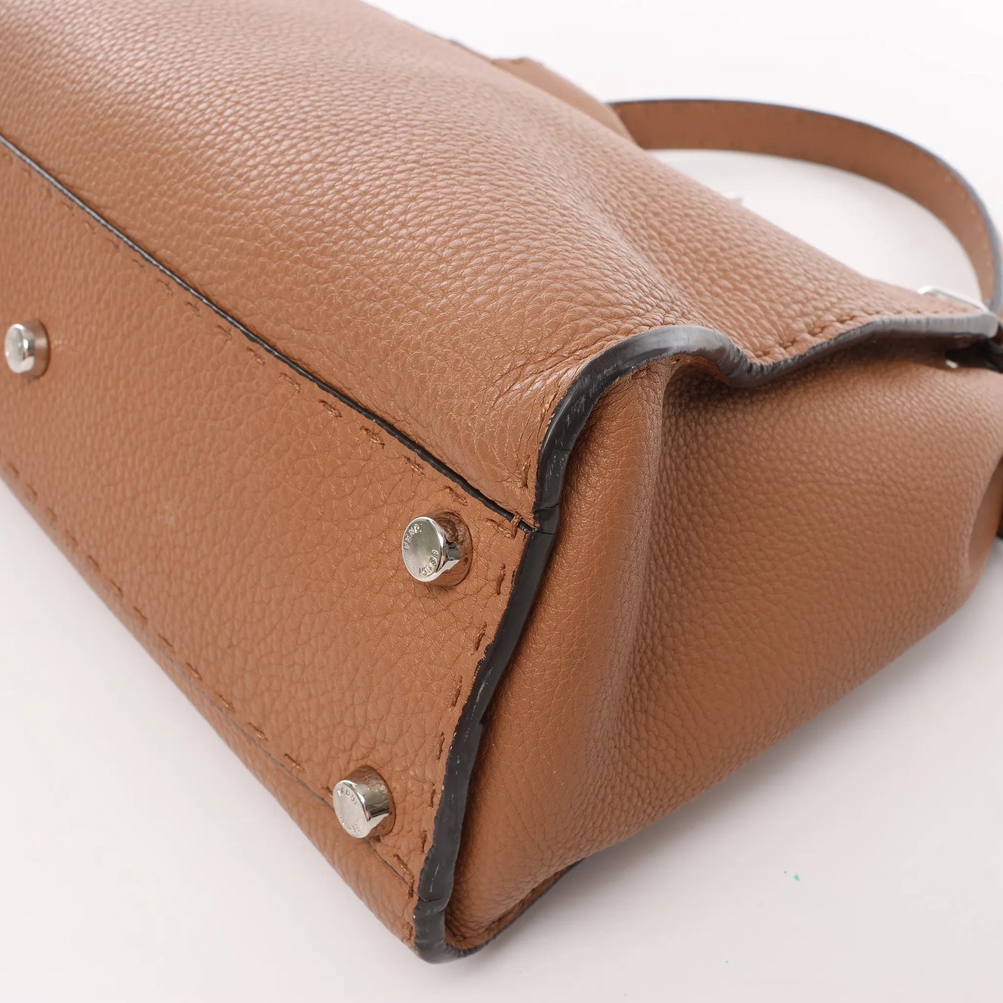Fendi Peekaboo Regular Selleria Leather 2Way Handbag in Brown 8BN290