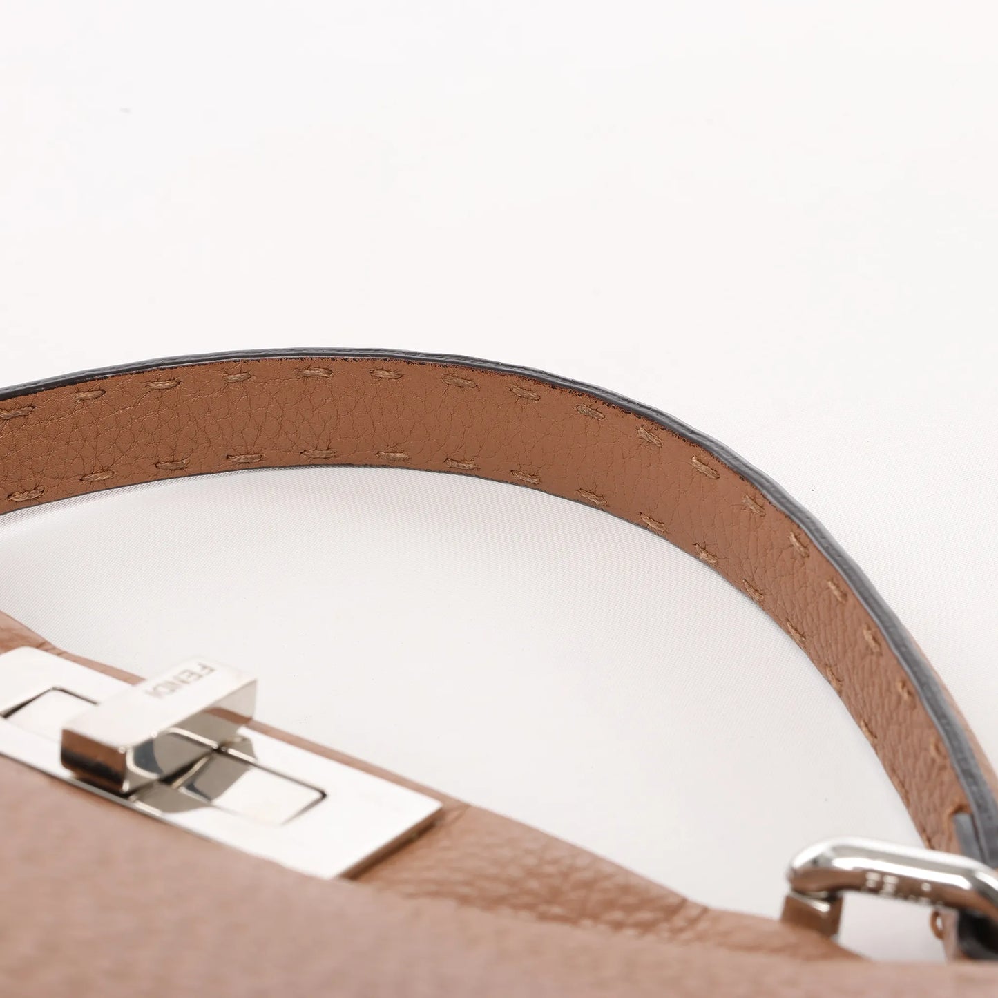 Fendi Peekaboo Regular Selleria Leather 2Way Handbag in Brown 8BN290