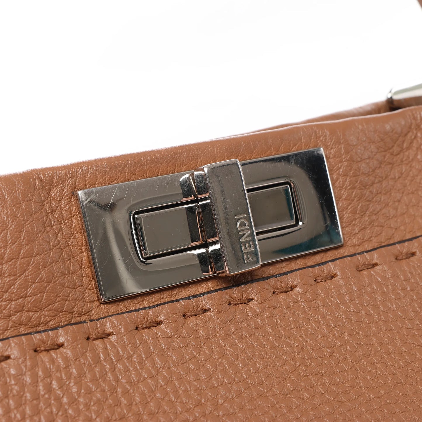 Fendi Peekaboo Regular Selleria Leather 2Way Handbag in Brown 8BN290