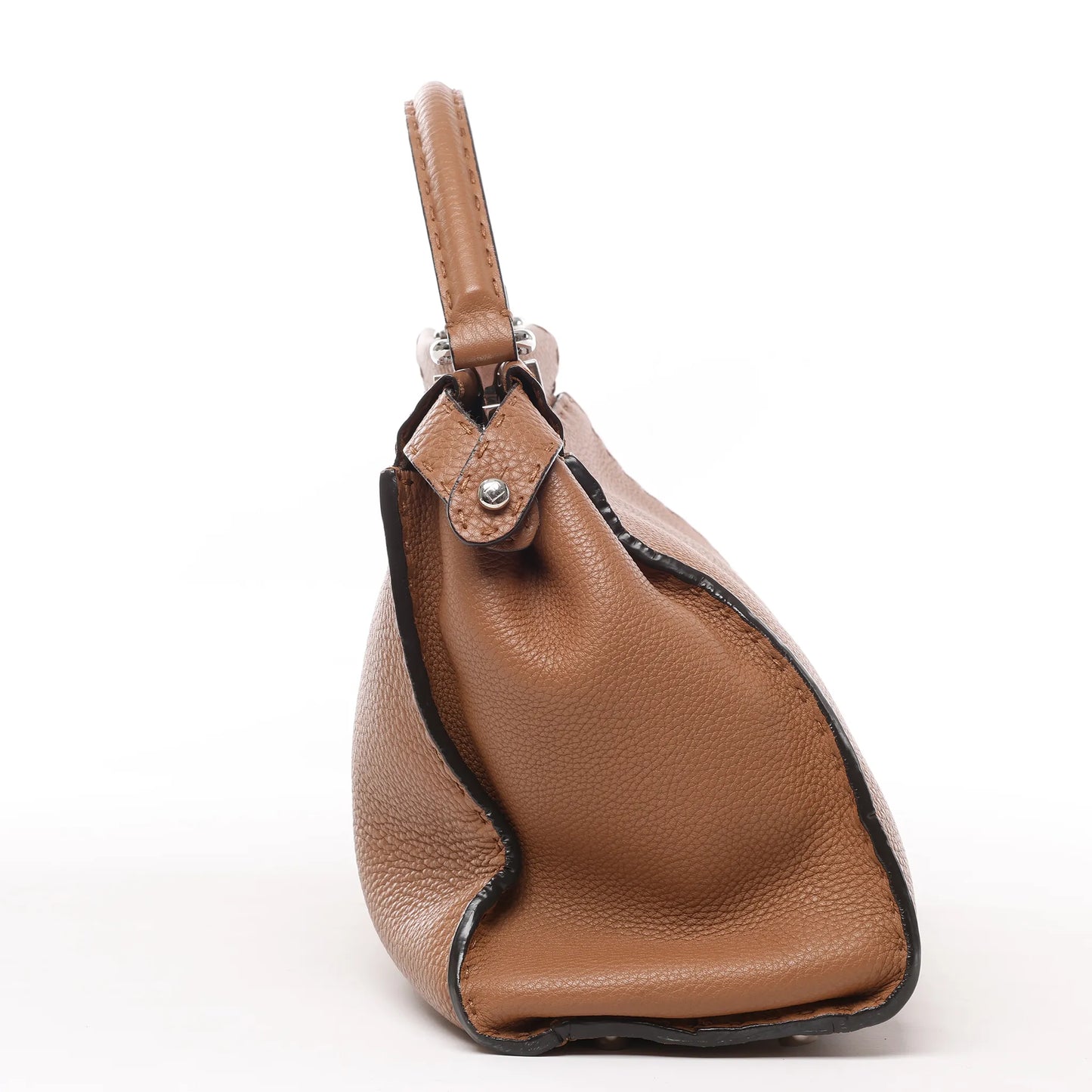 Fendi Peekaboo Regular Selleria Leather 2Way Handbag in Brown 8BN290