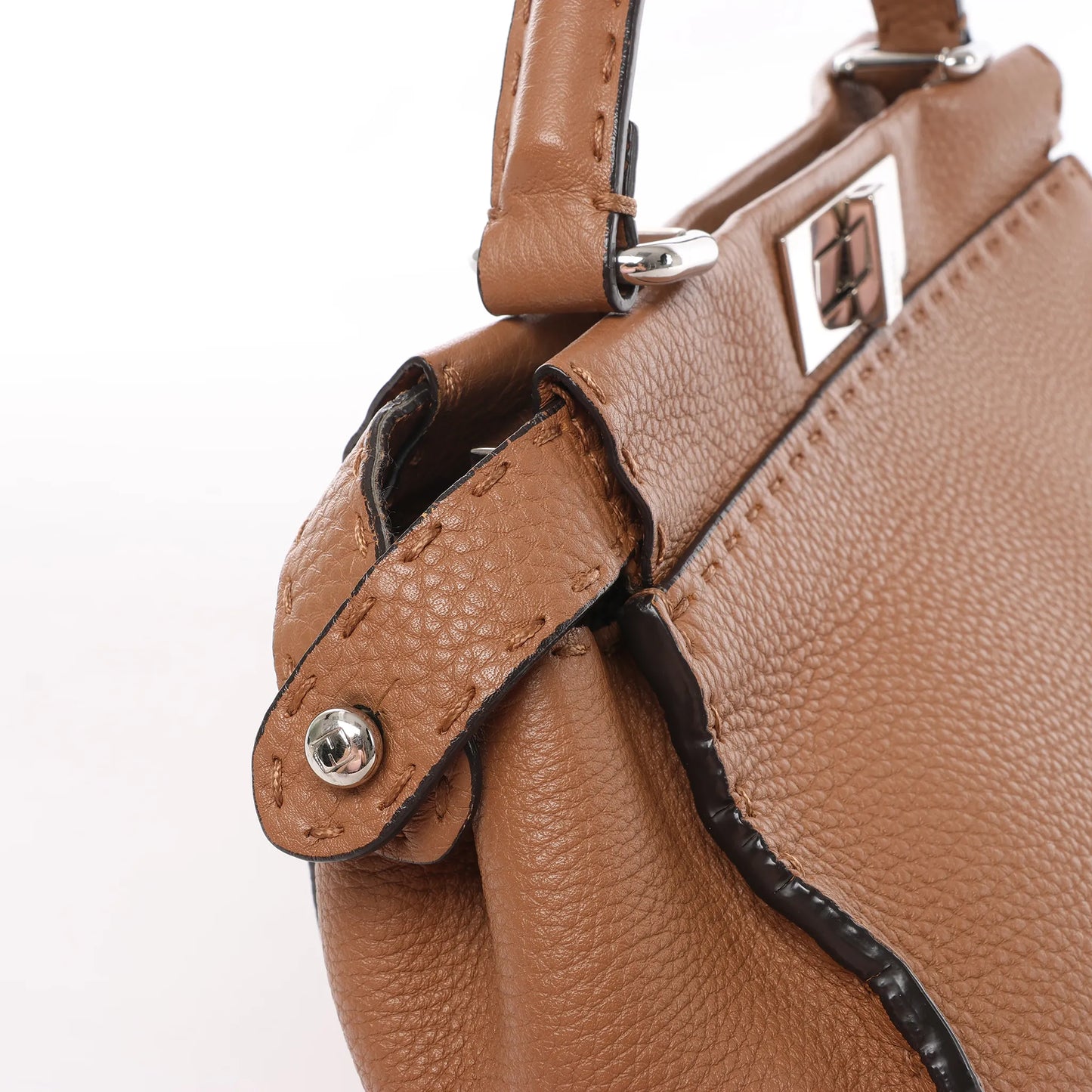 Fendi Peekaboo Regular Selleria Leather 2Way Handbag in Brown 8BN290