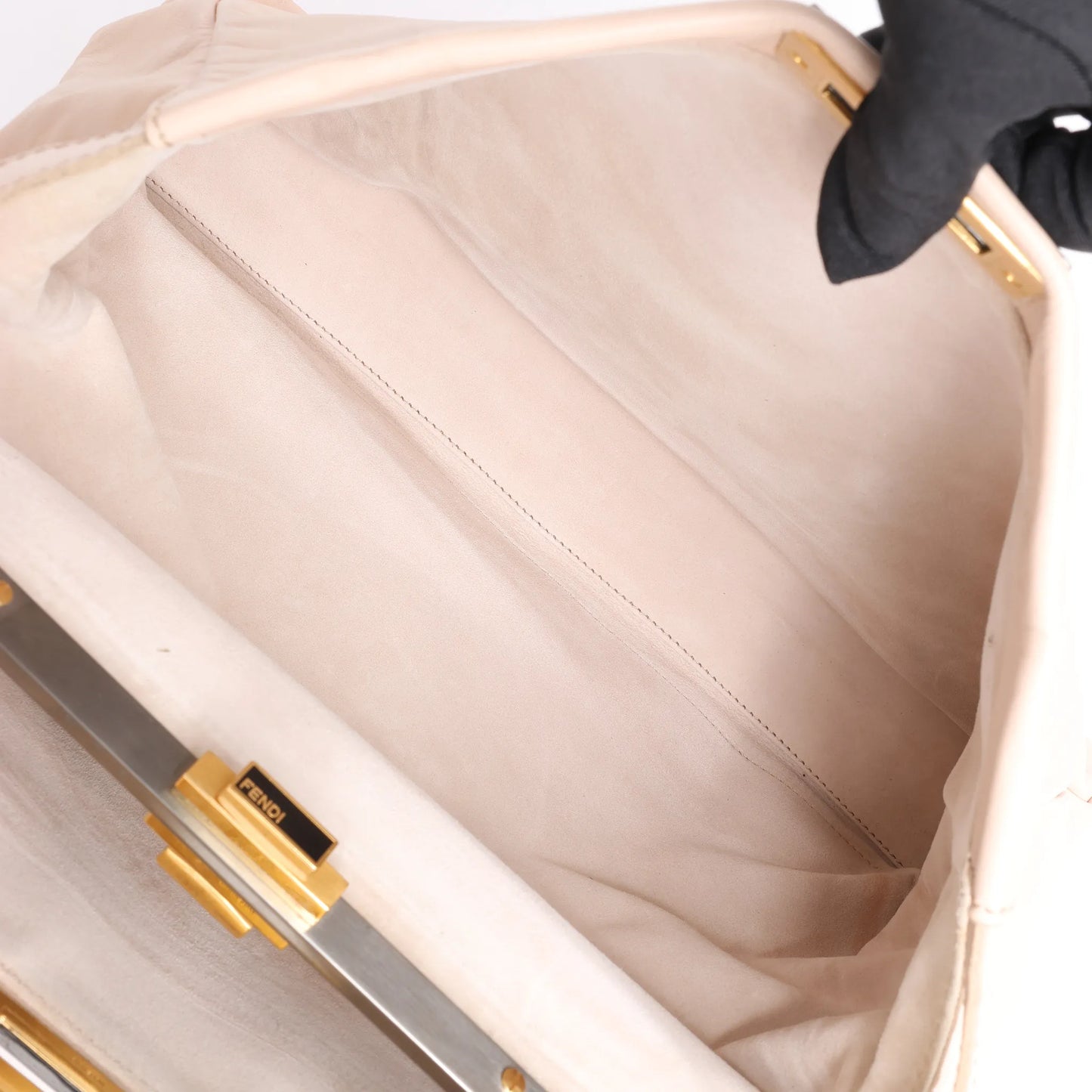 Fendi Peekaboo Große 2-Wege-Handtasche aus Leder in Puderbeige 8BN210