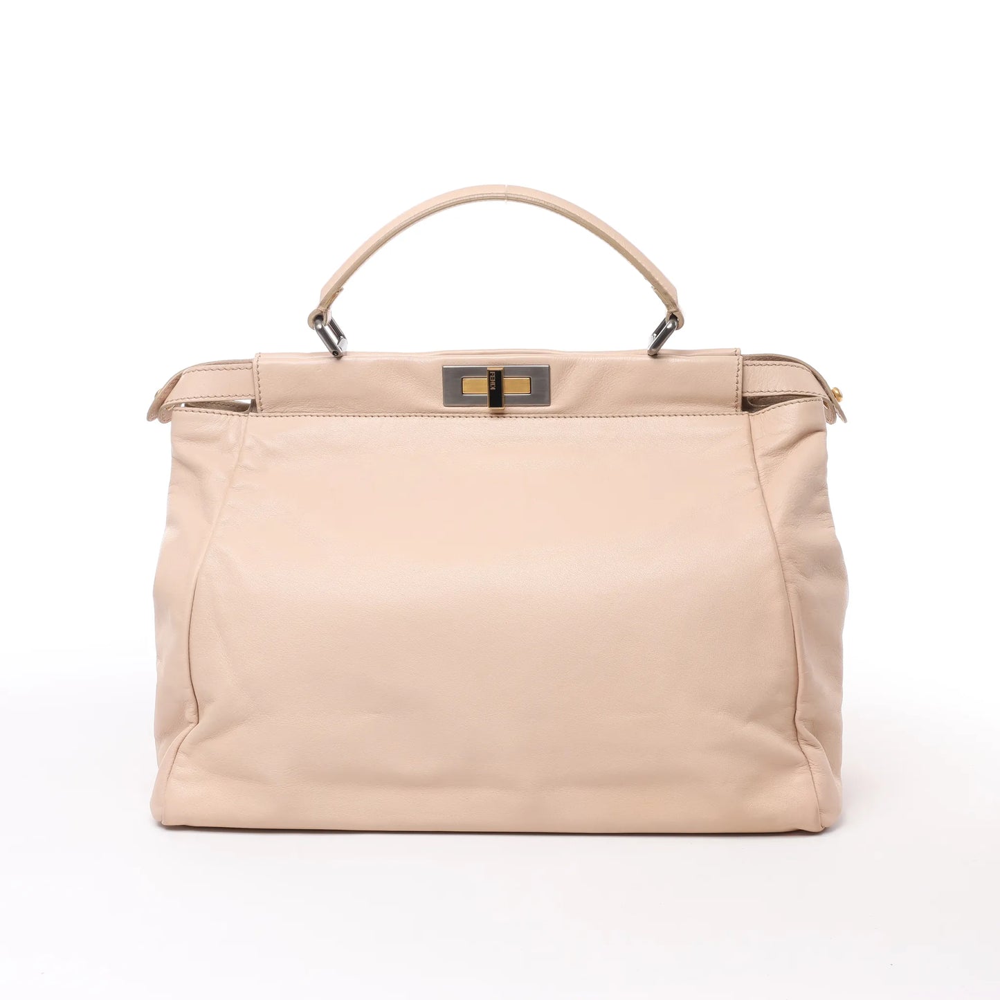 Fendi Peekaboo Große 2-Wege-Handtasche aus Leder in Puderbeige 8BN210