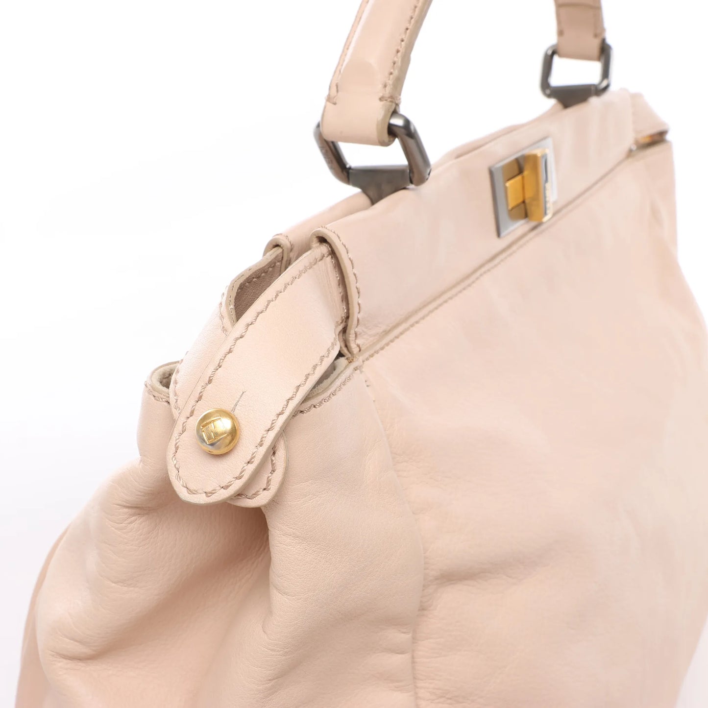 Fendi Peekaboo Große 2-Wege-Handtasche aus Leder in Puderbeige 8BN210