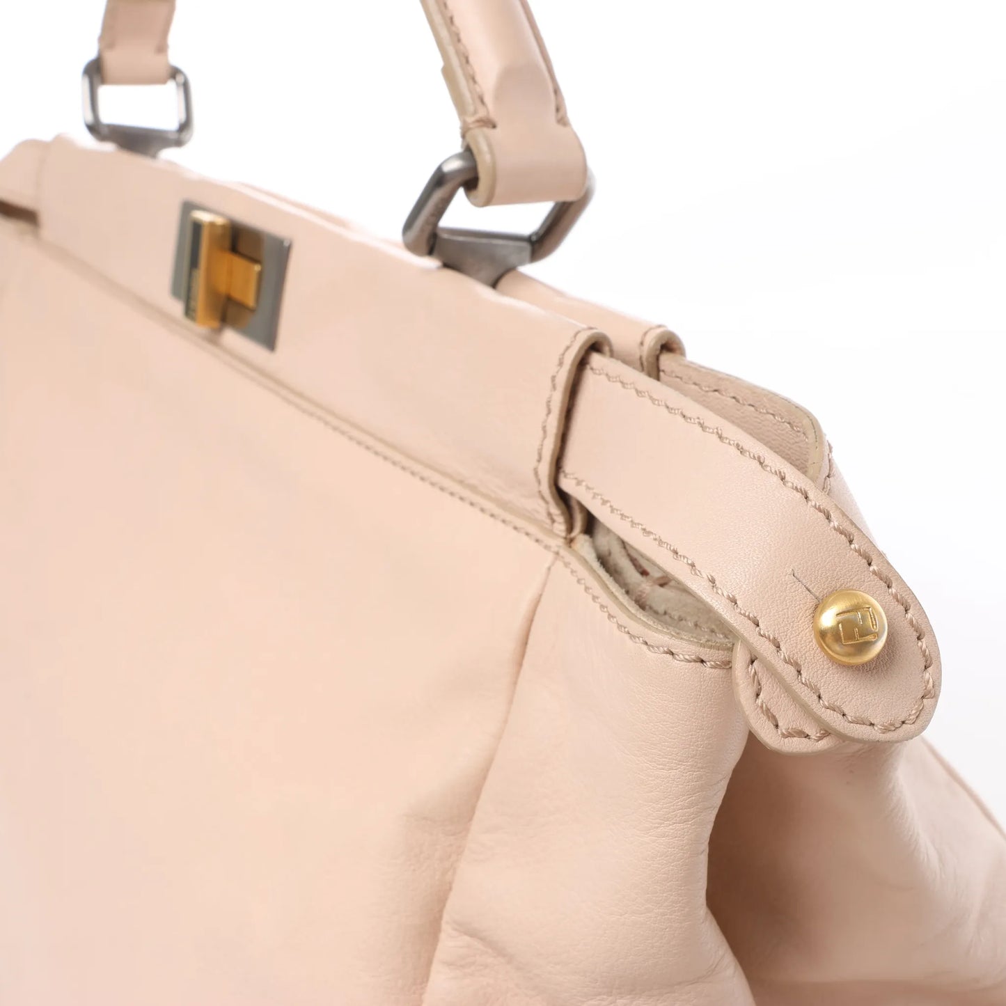 Fendi Peekaboo Große 2-Wege-Handtasche aus Leder in Puderbeige 8BN210