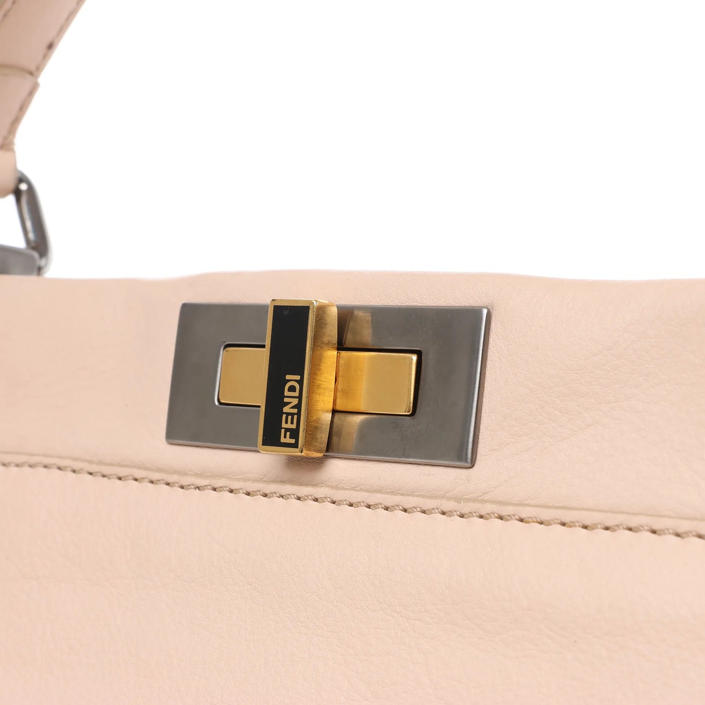 Fendi Peekaboo Große 2-Wege-Handtasche aus Leder in Puderbeige 8BN210