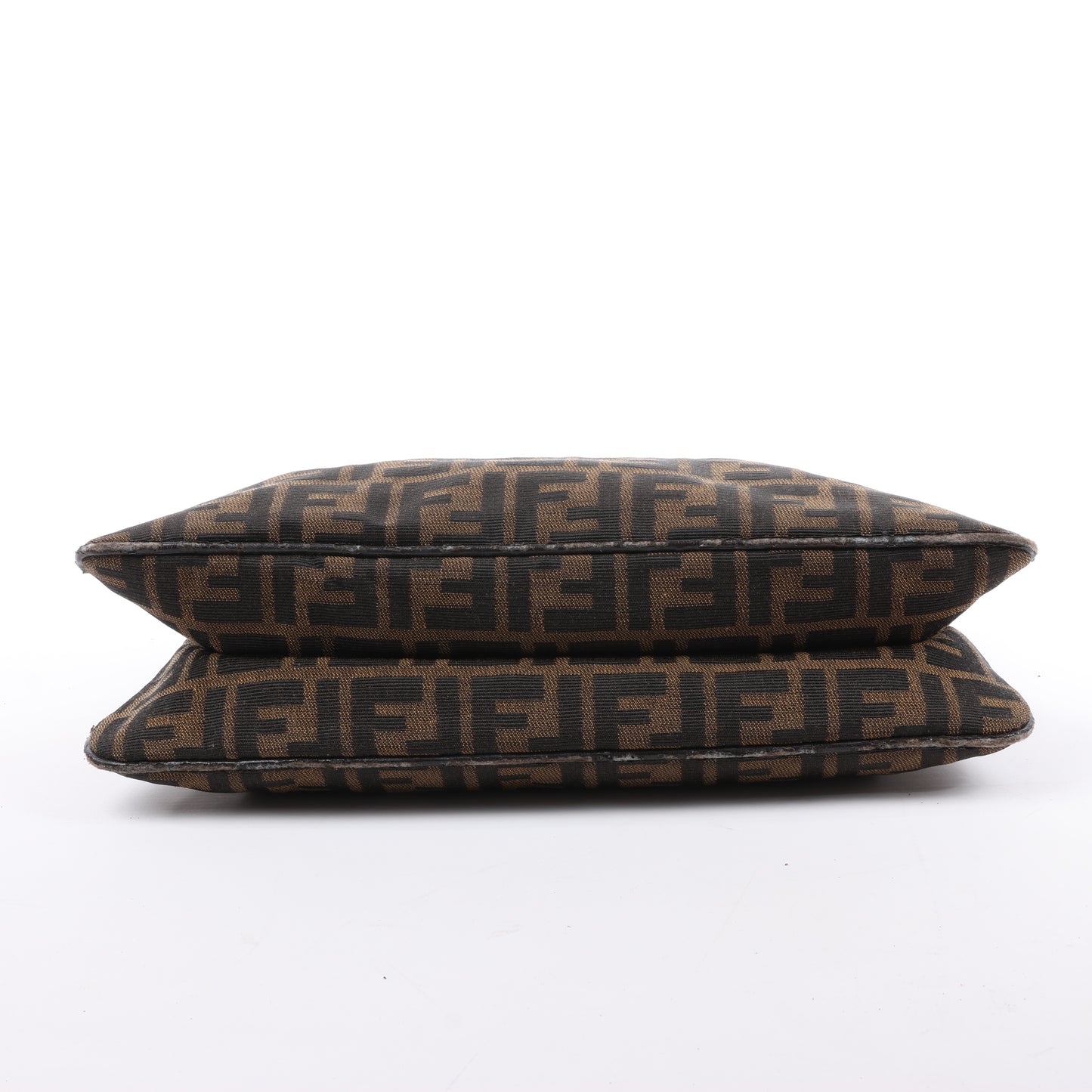 FENDI Baguette Zucchino Schultertasche aus Canvas und Leder in Braun 26796