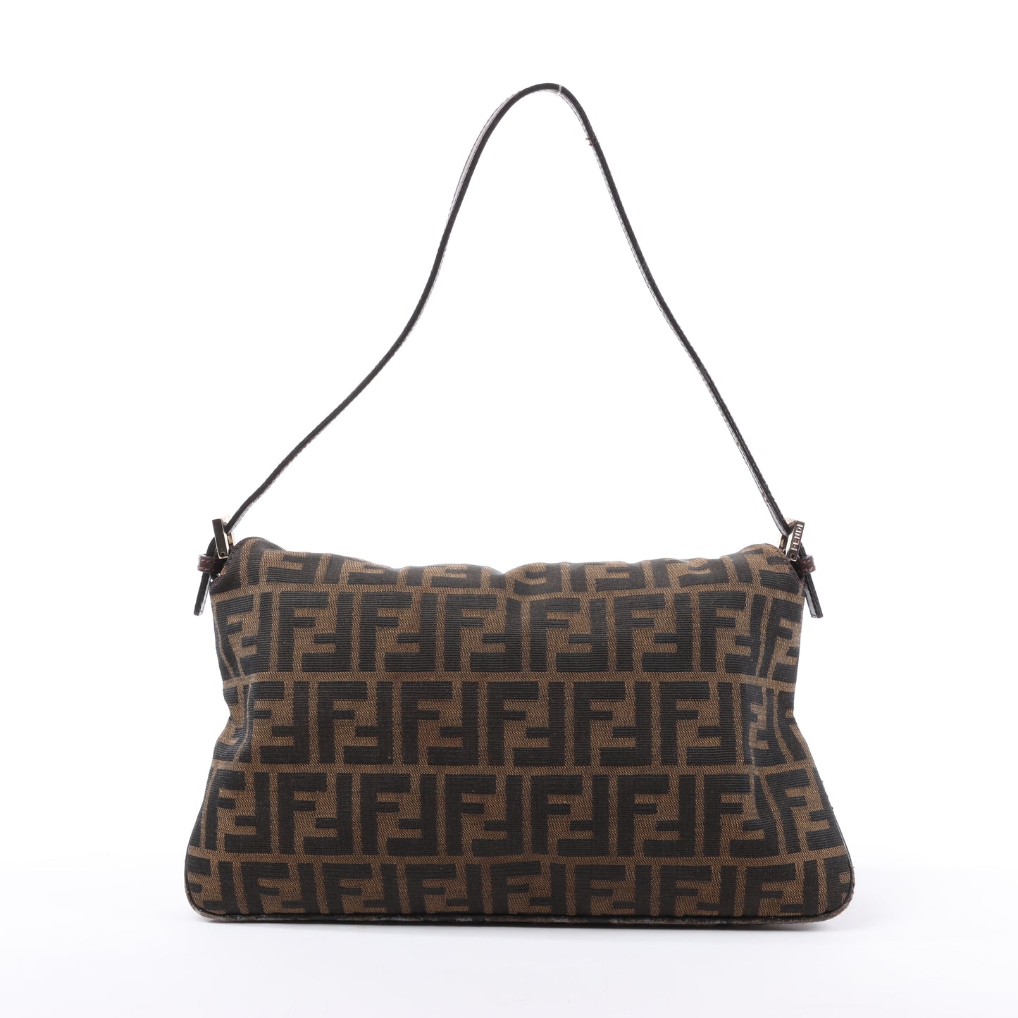 FENDI Baguette Zucchino Schultertasche aus Canvas und Leder in Braun 26796