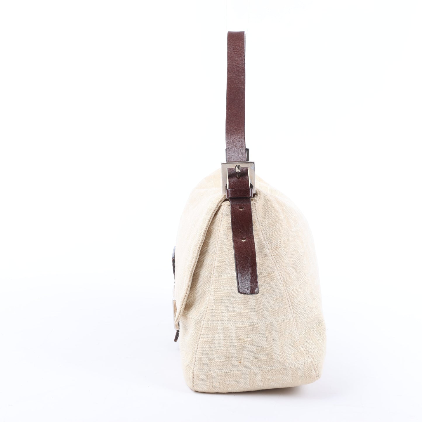 FENDI Mamma Baguette Zucchino Schultertasche aus Canvas und Leder in Beige 26325
