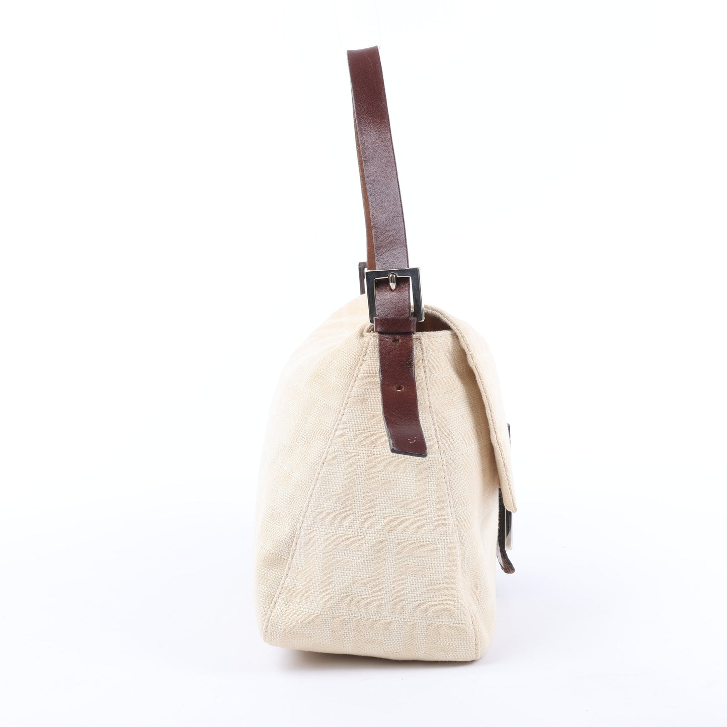 FENDI Mamma Baguette Zucchino Schultertasche aus Canvas und Leder in Beige 26325