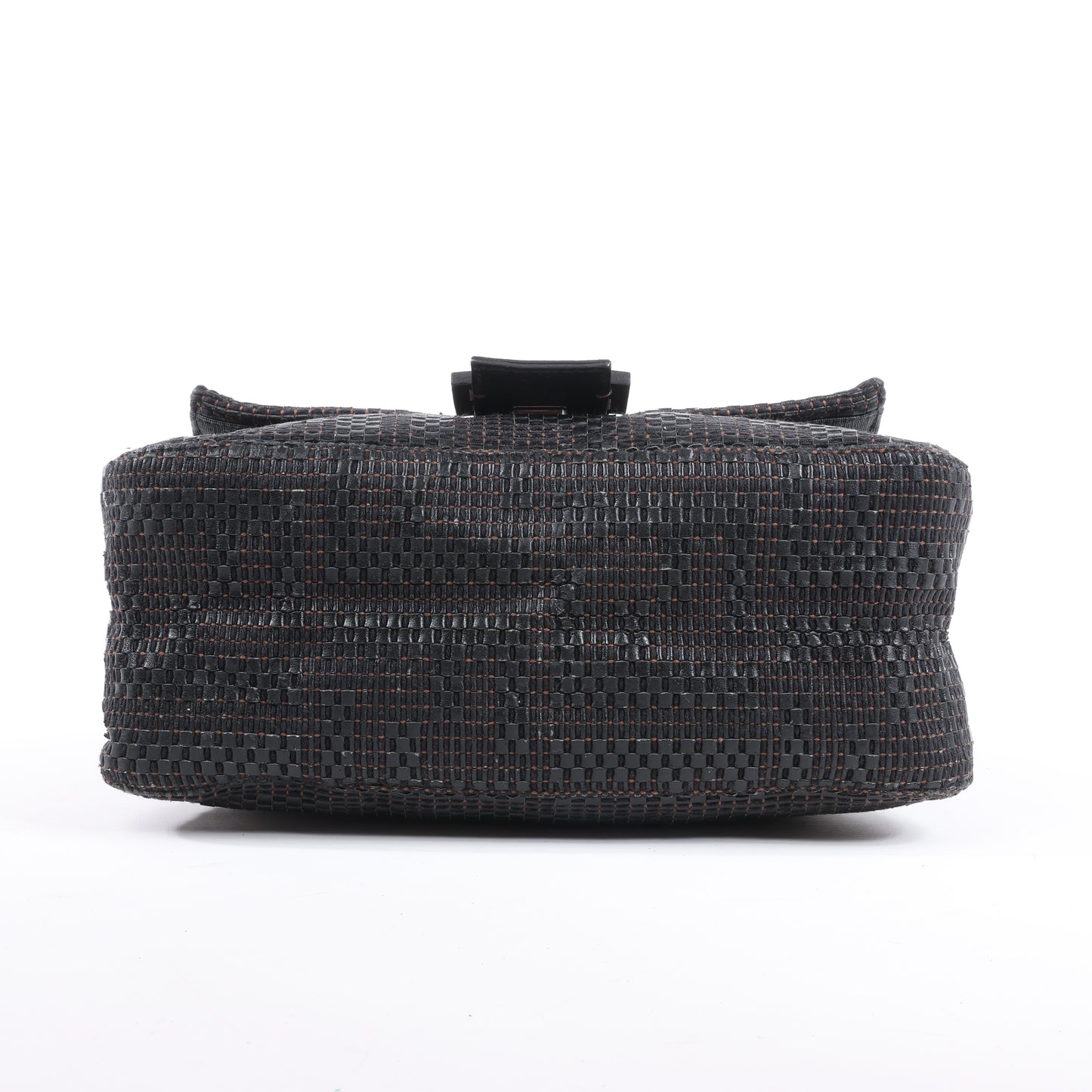 FENDI Zucchino Mamma Baguette Leder Umhängetasche in Schwarz 8BR001