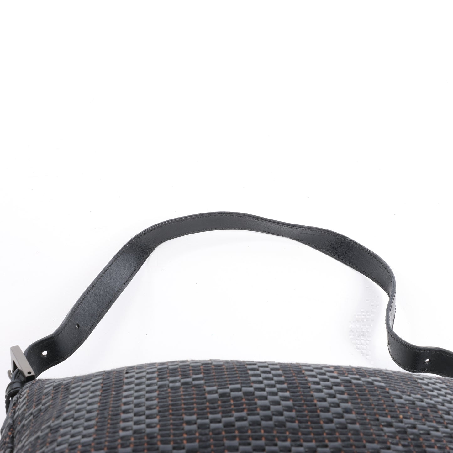 FENDI Zucchino Mamma Baguette Leder Umhängetasche in Schwarz 8BR001