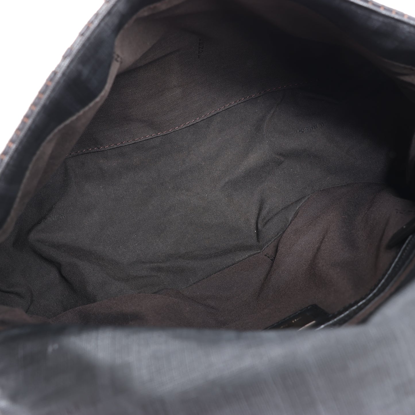 FENDI Zucchino Mamma Baguette Leder Umhängetasche in Schwarz 8BR001
