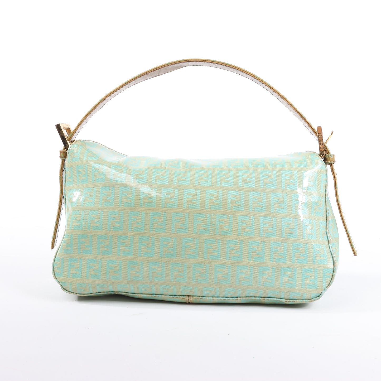 FENDI Baguette Zucchino Coating Canvas Schultertasche in Grün