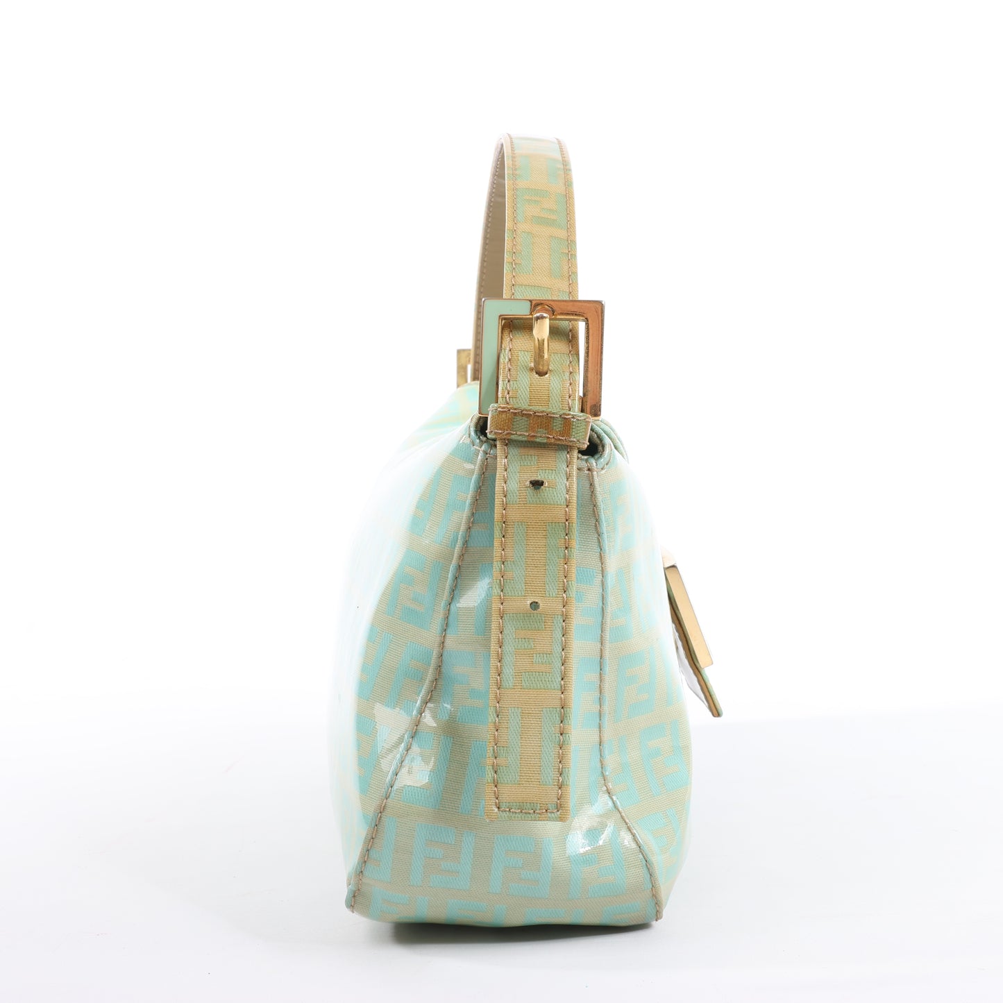 FENDI Baguette Zucchino Coating Canvas Schultertasche in Grün