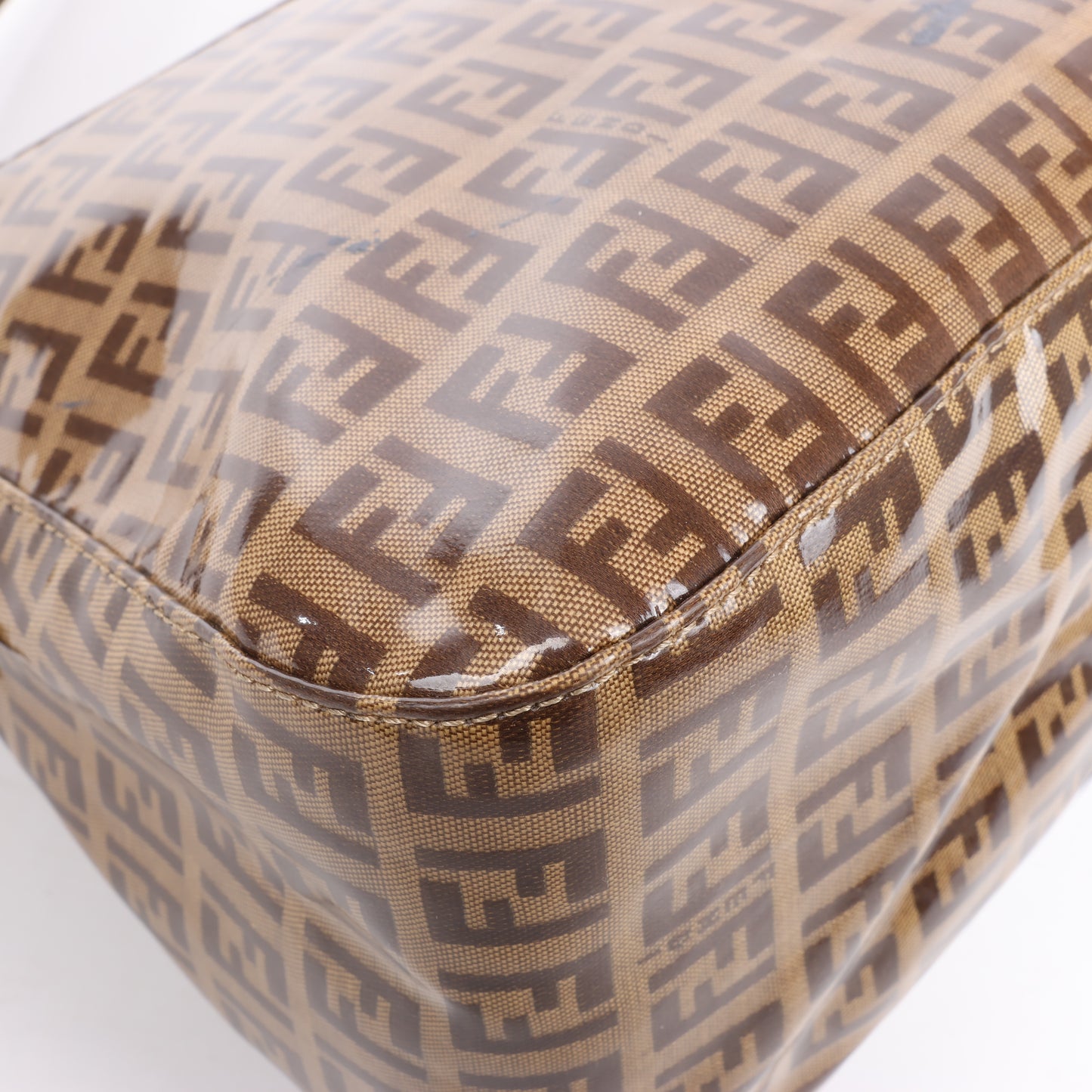 FENDI Zucchino Mamma Baguette Emaille Umhängetasche in Braun 26325