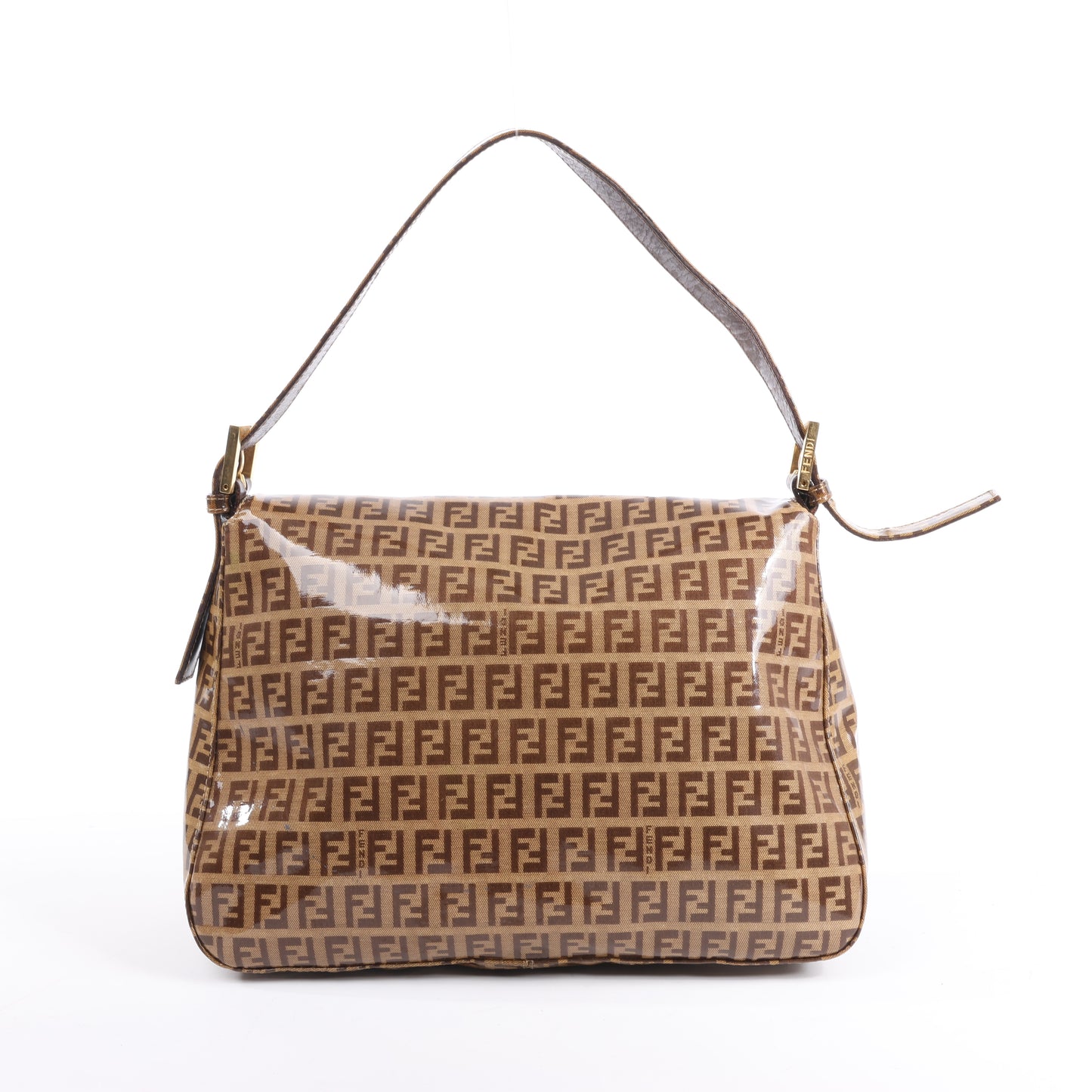 FENDI Zucchino Mamma Baguette Emaille Umhängetasche in Braun 26325