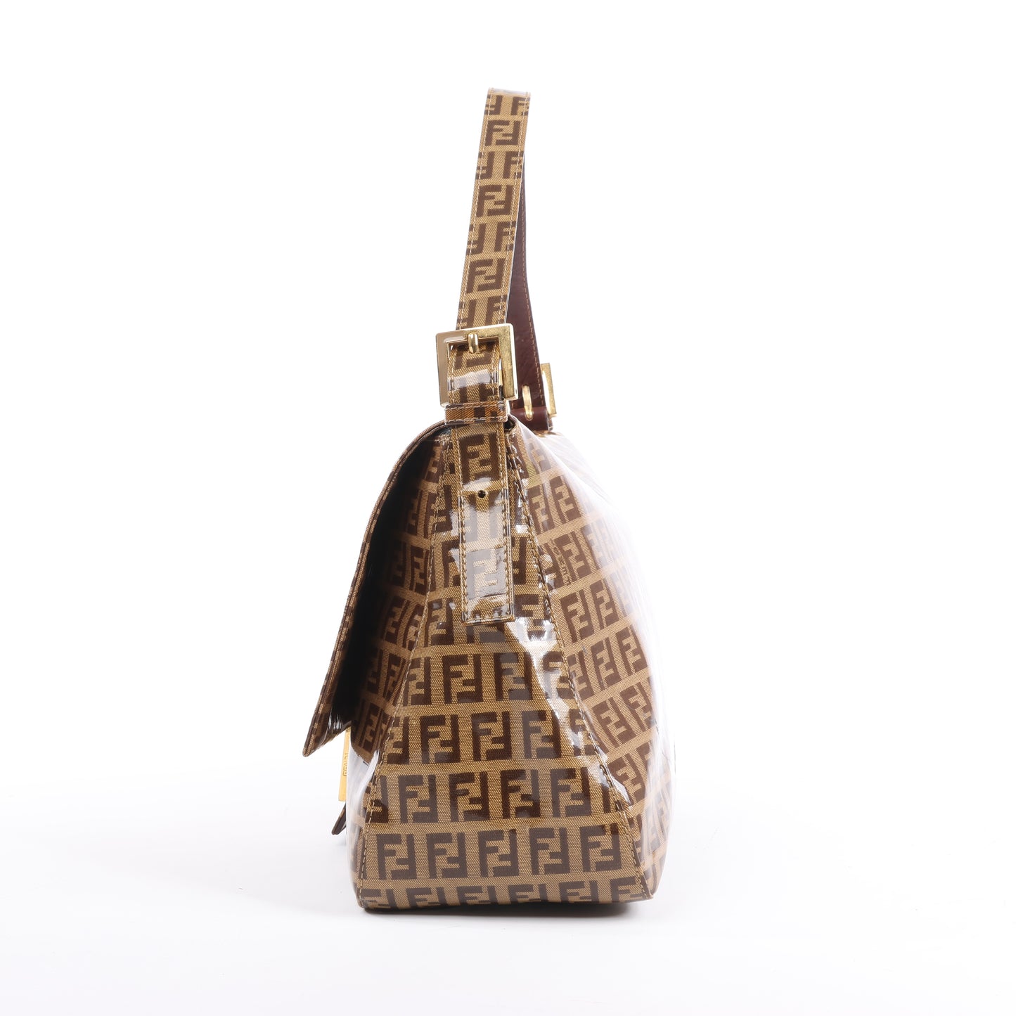 FENDI Zucchino Mamma Baguette Emaille Umhängetasche in Braun 26325