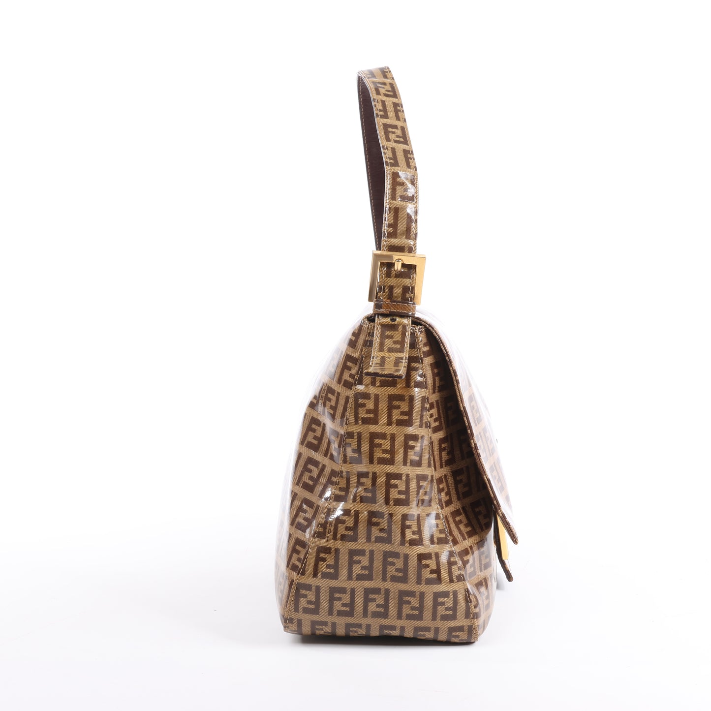 FENDI Zucchino Mamma Baguette Emaille Umhängetasche in Braun 26325