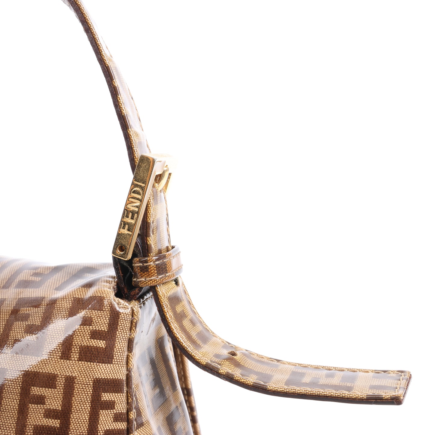 FENDI Zucchino Mamma Baguette Emaille Umhängetasche in Braun 26325