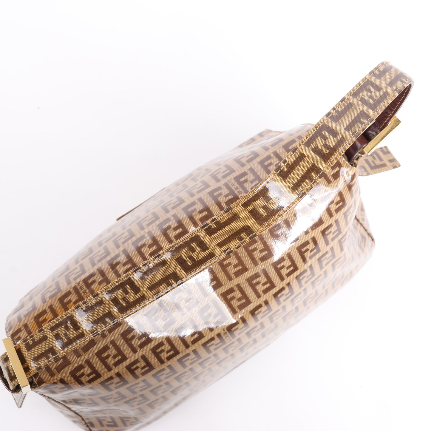 FENDI Zucchino Mamma Baguette Emaille Umhängetasche in Braun 26325