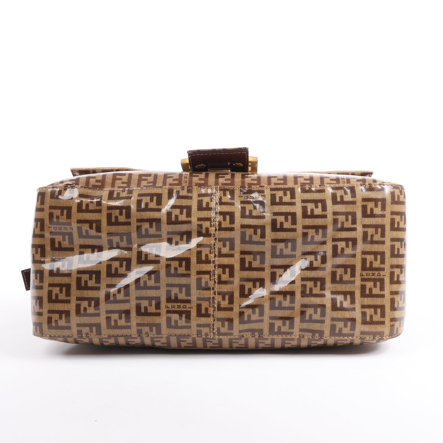 FENDI Zucchino Mamma Baguette Emaille Umhängetasche in Braun 26325