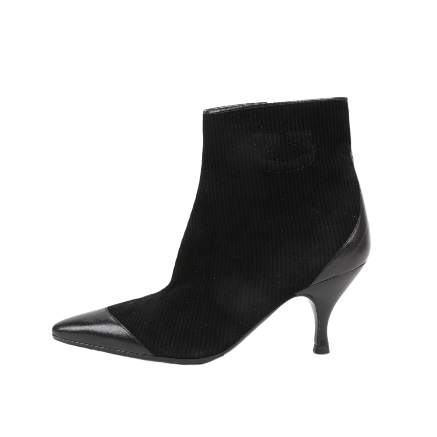 Ferragamo Gancini Leather & Suede Ankle Boots in Black, Size 4.5 US