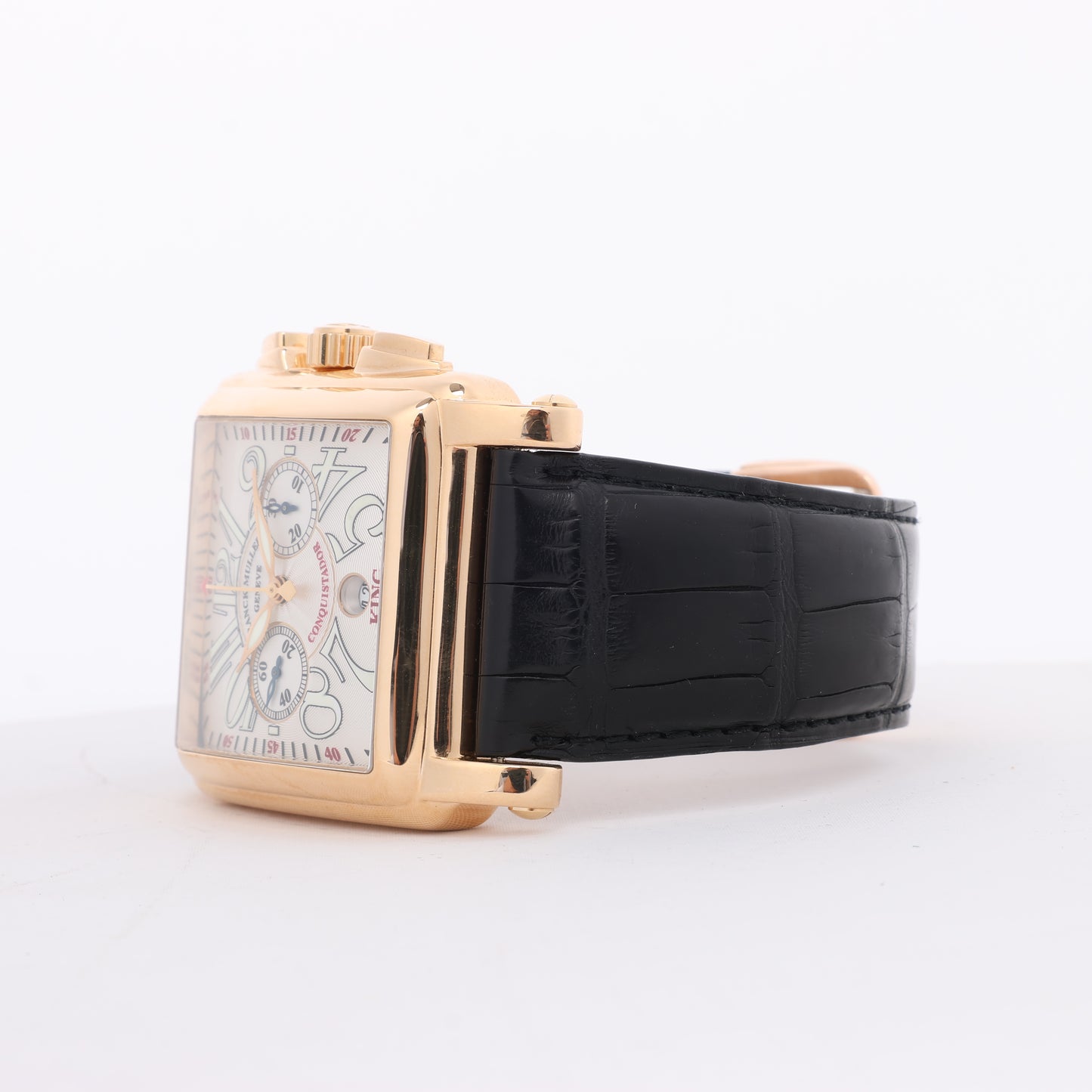 Franck Muller Conquistador Cortez 10000 H CC Leder x RS AT Uhr mit silbernem Zifferblatt