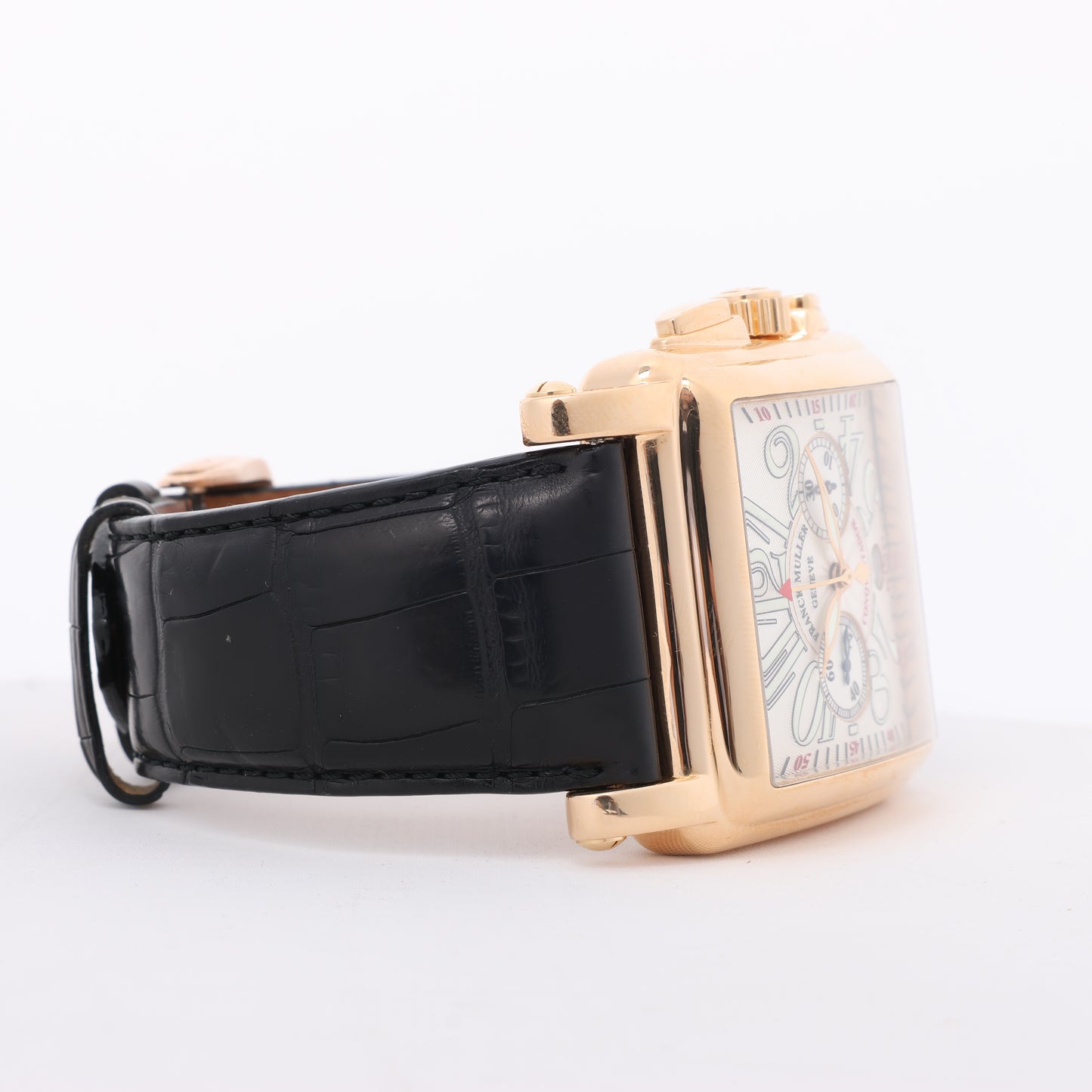 Franck Muller Conquistador Cortez 10000 H CC Leder x RS AT Uhr mit silbernem Zifferblatt