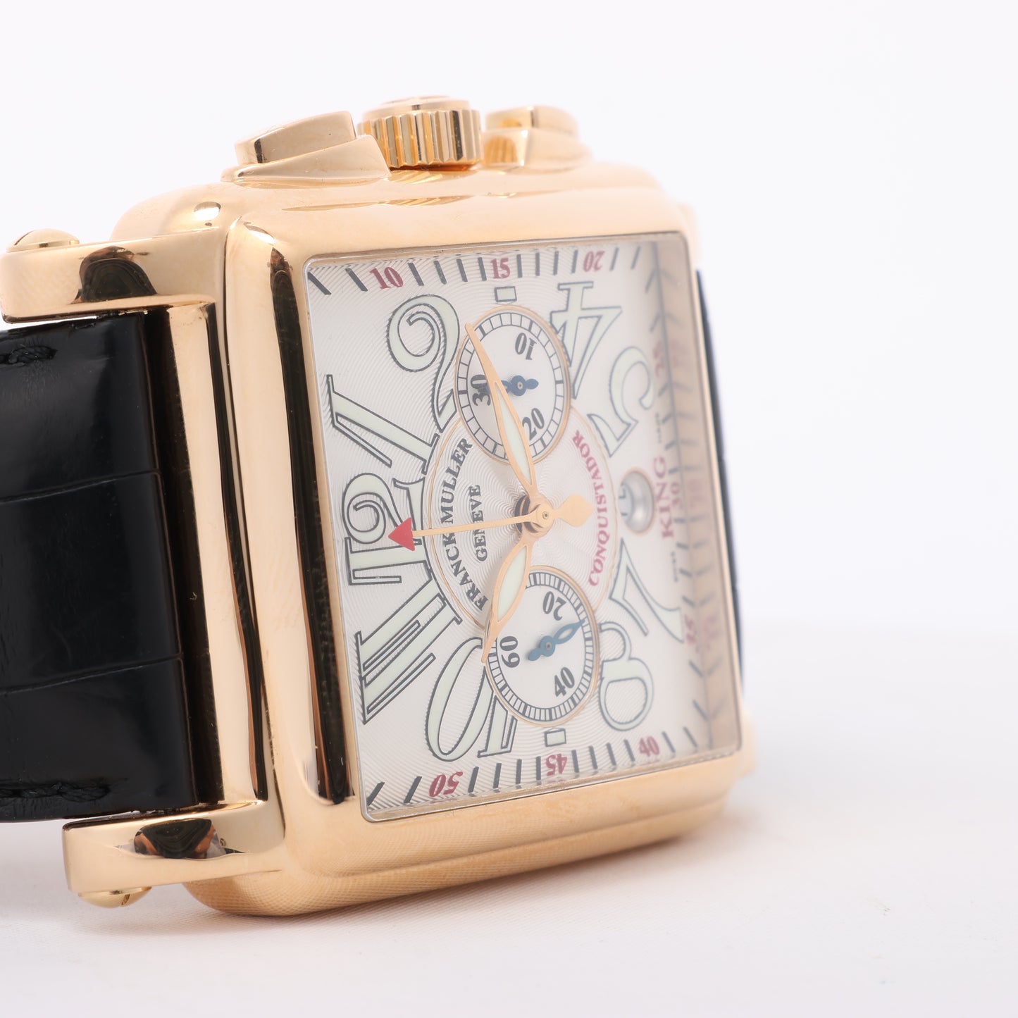 Franck Muller Conquistador Cortez 10000 H CC Leder x RS AT Uhr mit silbernem Zifferblatt