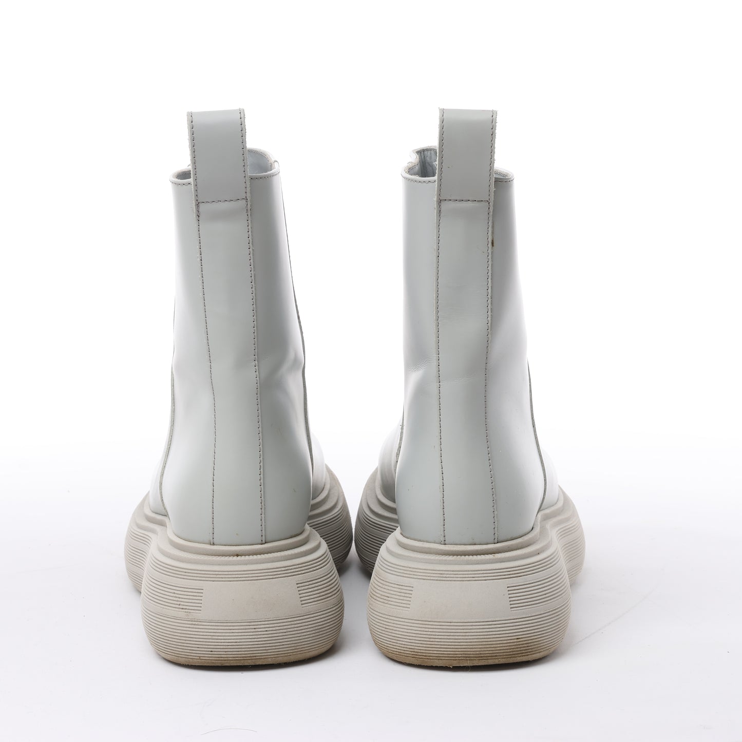 GIA BORGHINI Marte Chunky Lederstiefeletten in Grau, Größe 39 EU