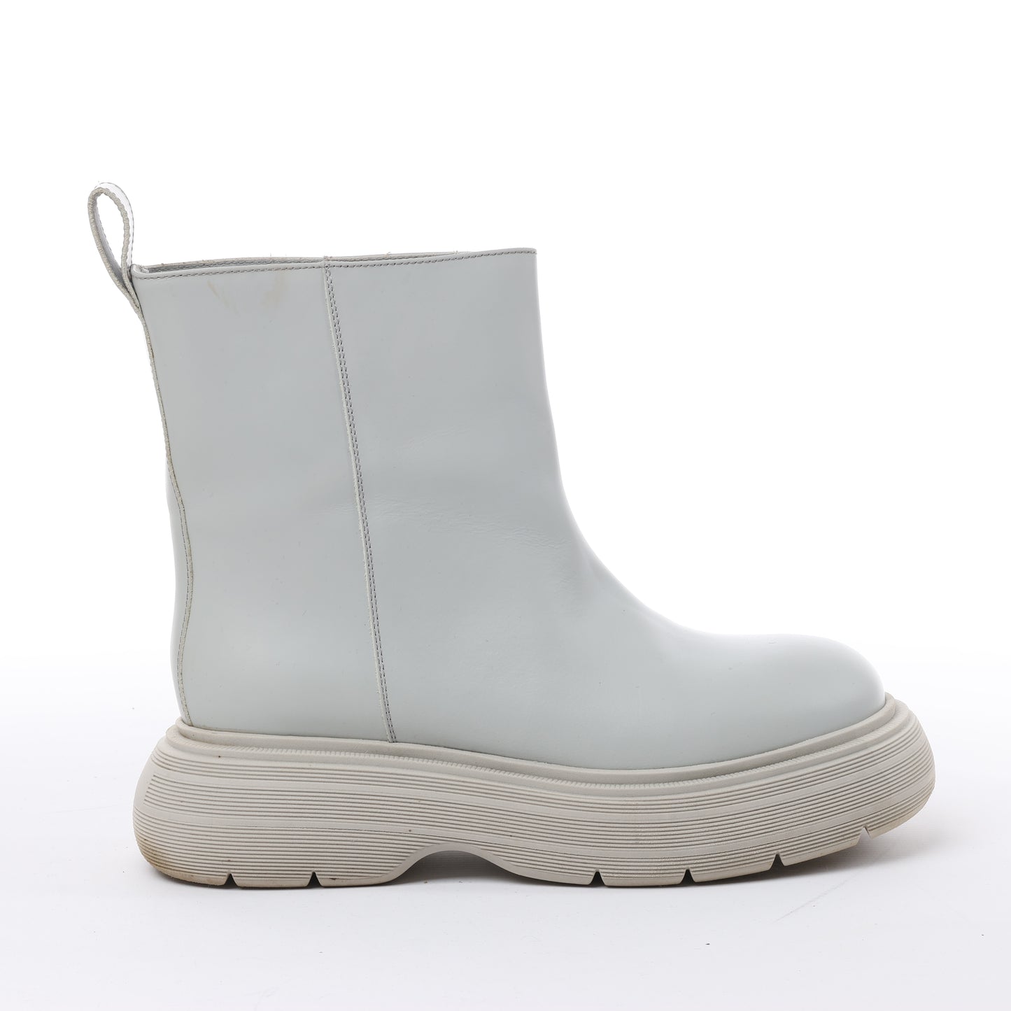 GIA BORGHINI Marte Chunky Lederstiefeletten in Grau, Größe 39 EU