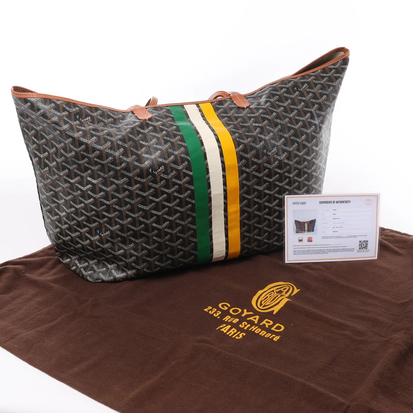Goyard Saint Louis GM Schultertasche aus PVC und Leder in Braun