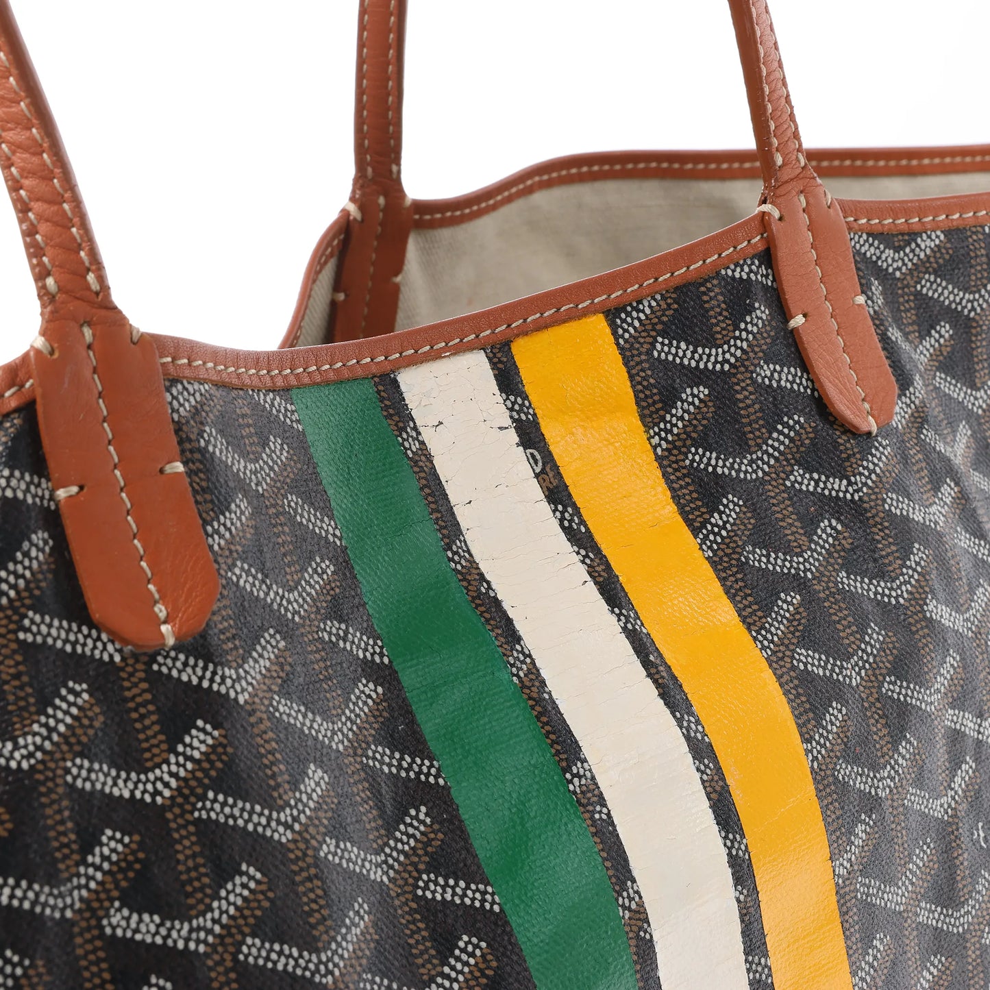 Goyard Saint Louis GM Schultertasche aus PVC und Leder in Braun