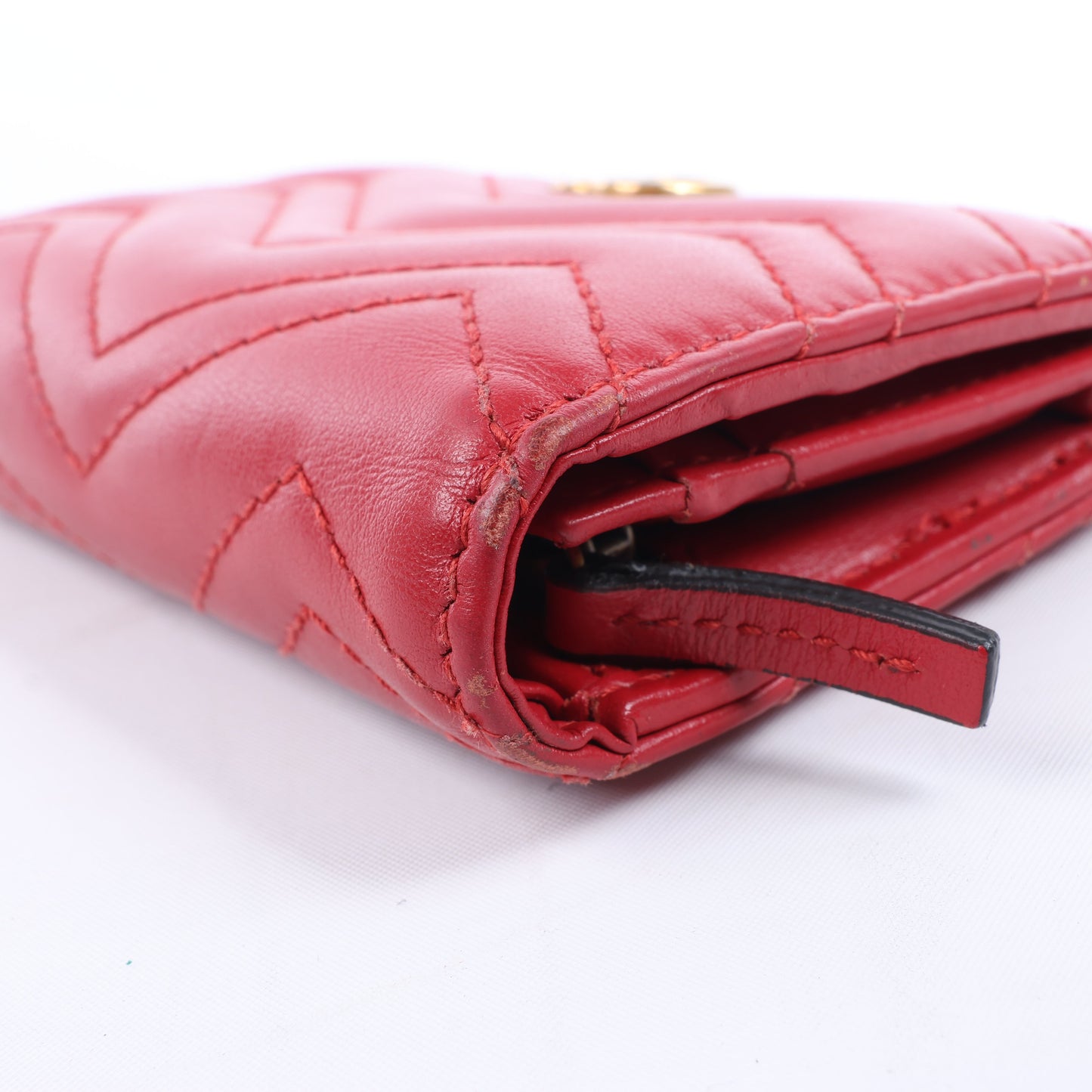 Gucci GG Marmont 466492 Kompakte Lederbrieftasche Rot