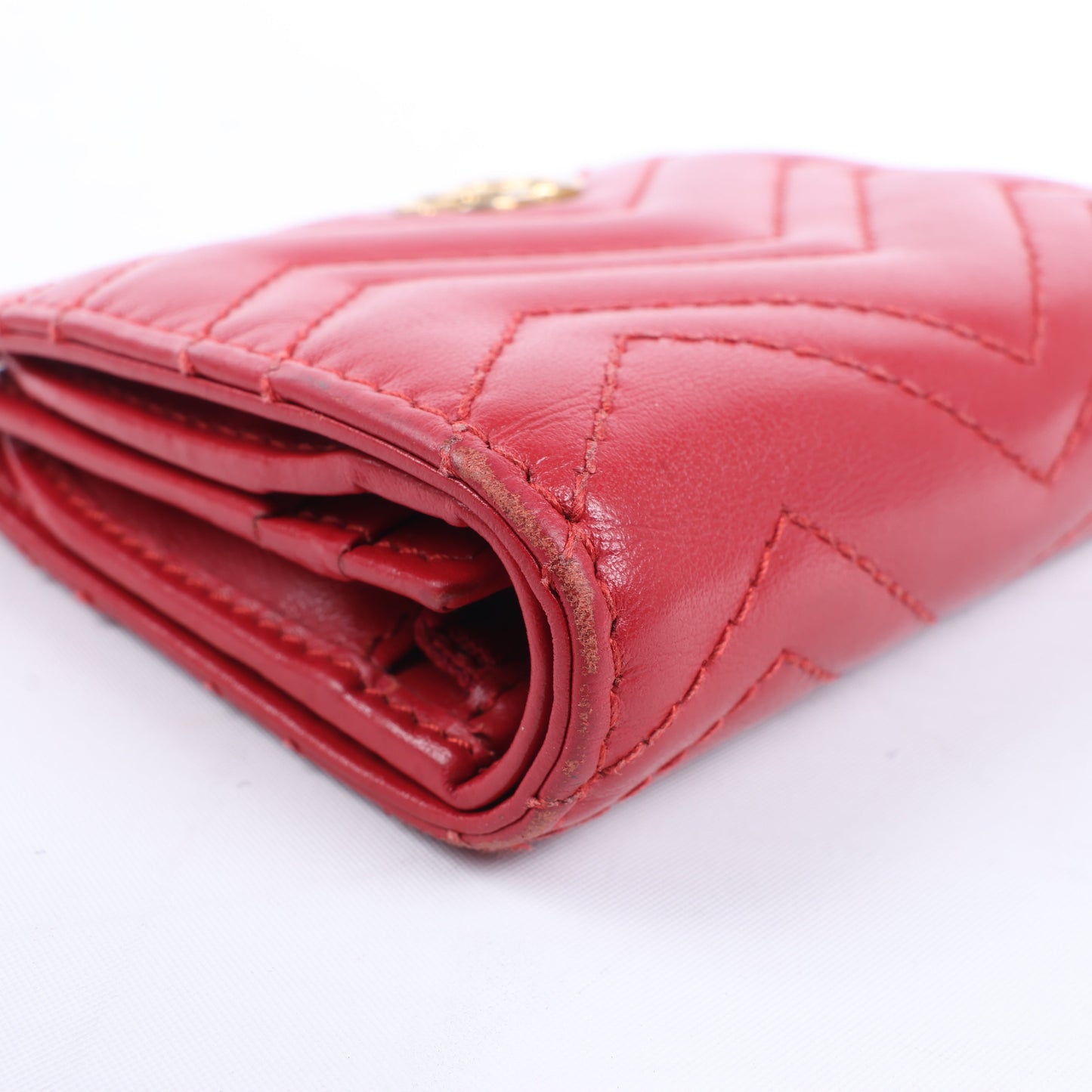 Gucci GG Marmont 466492 Kompakte Lederbrieftasche Rot