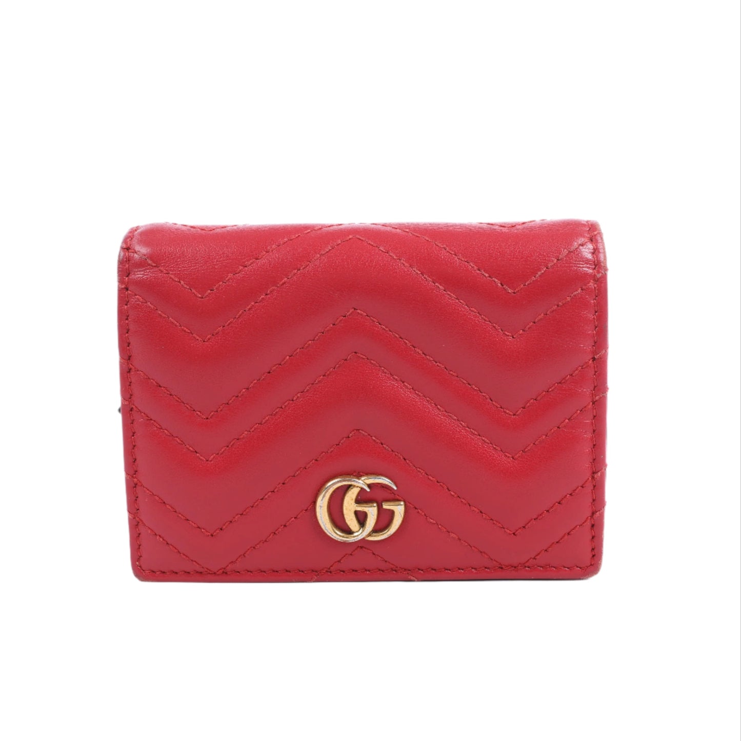 Gucci GG Marmont 466492 Kompakte Lederbrieftasche Rot