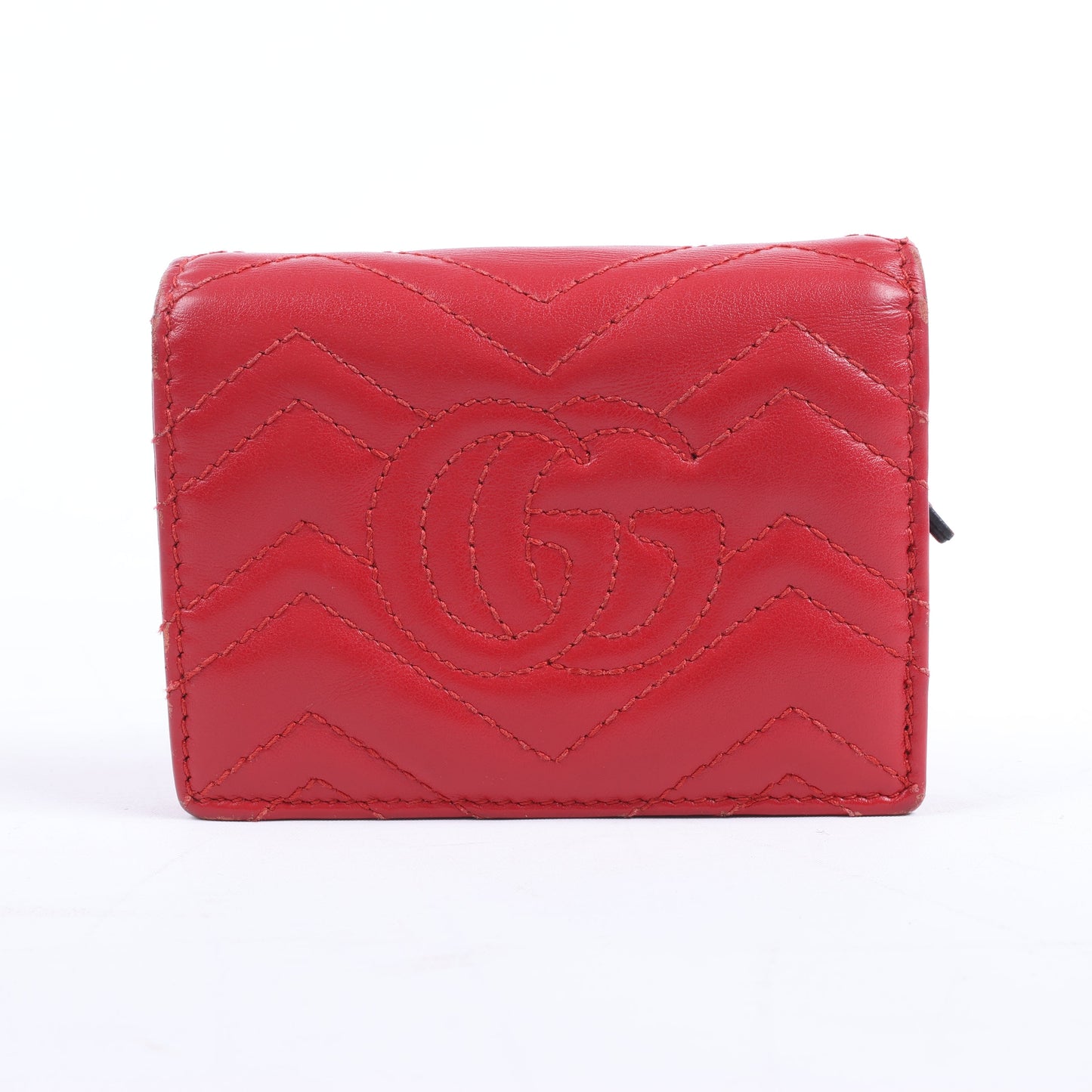 Gucci GG Marmont 466492 Kompakte Lederbrieftasche Rot