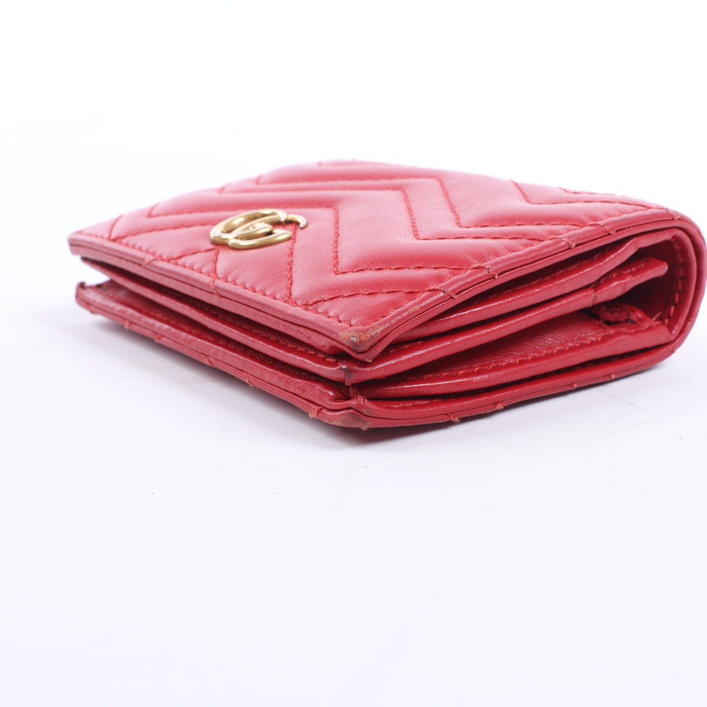 Gucci GG Marmont 466492 Kompakte Lederbrieftasche Rot